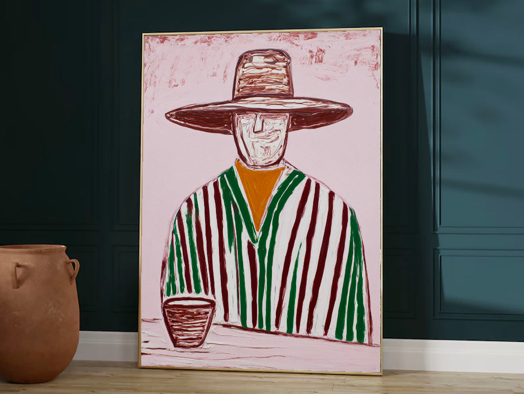 Whimsical Striped Portrait | Casual Lounge