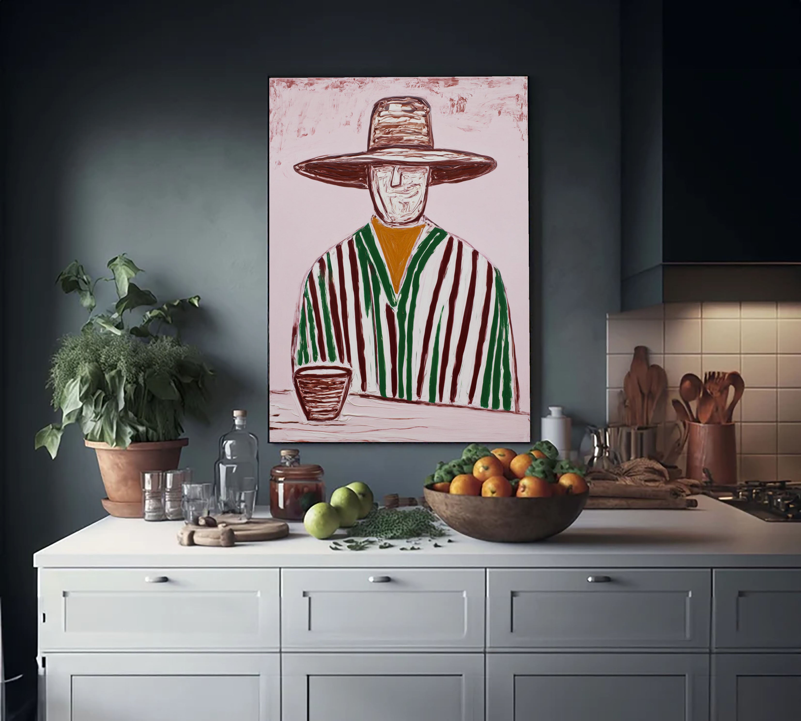 Whimsical Striped Portrait | Casual Lounge