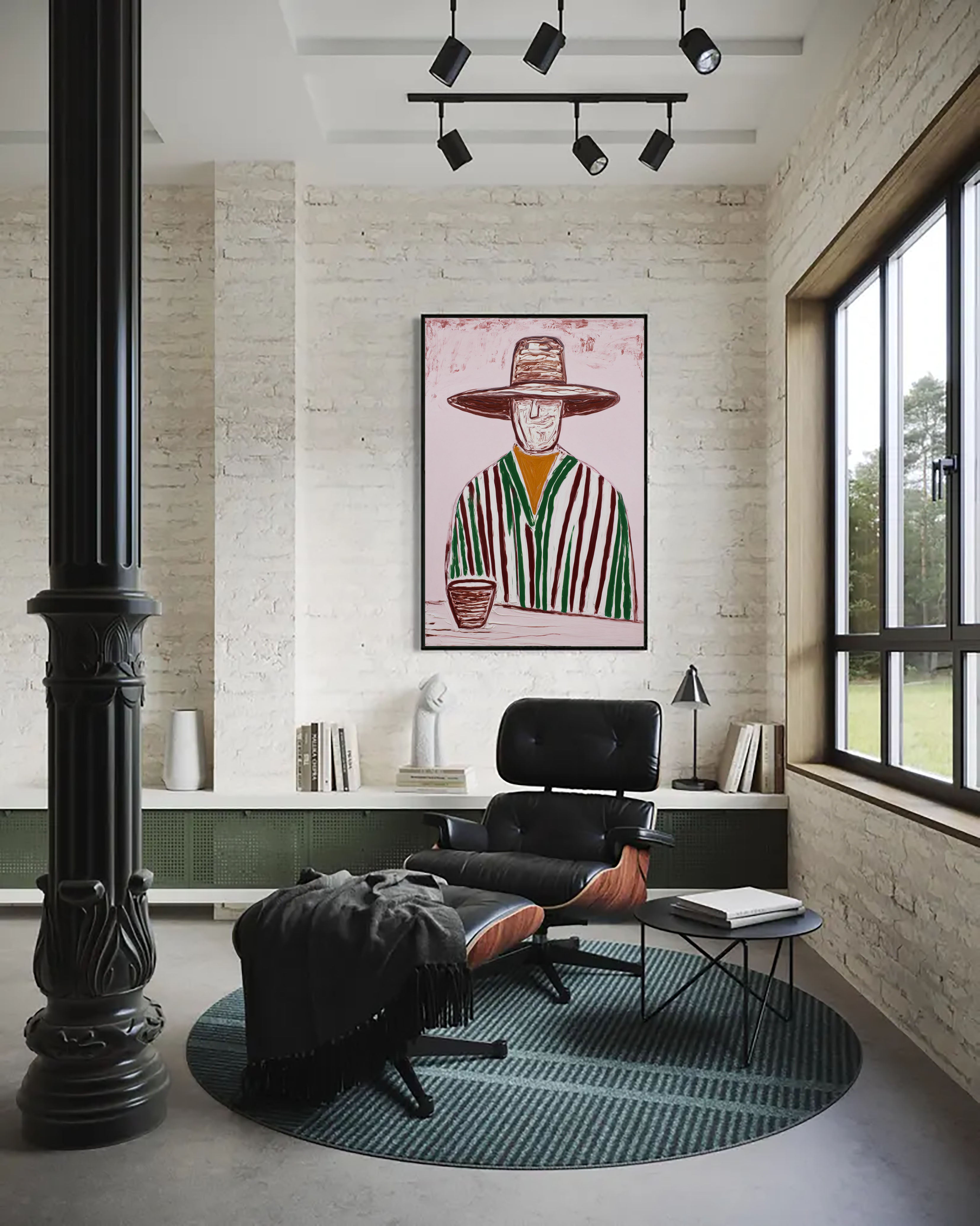 Whimsical Striped Portrait | Casual Lounge