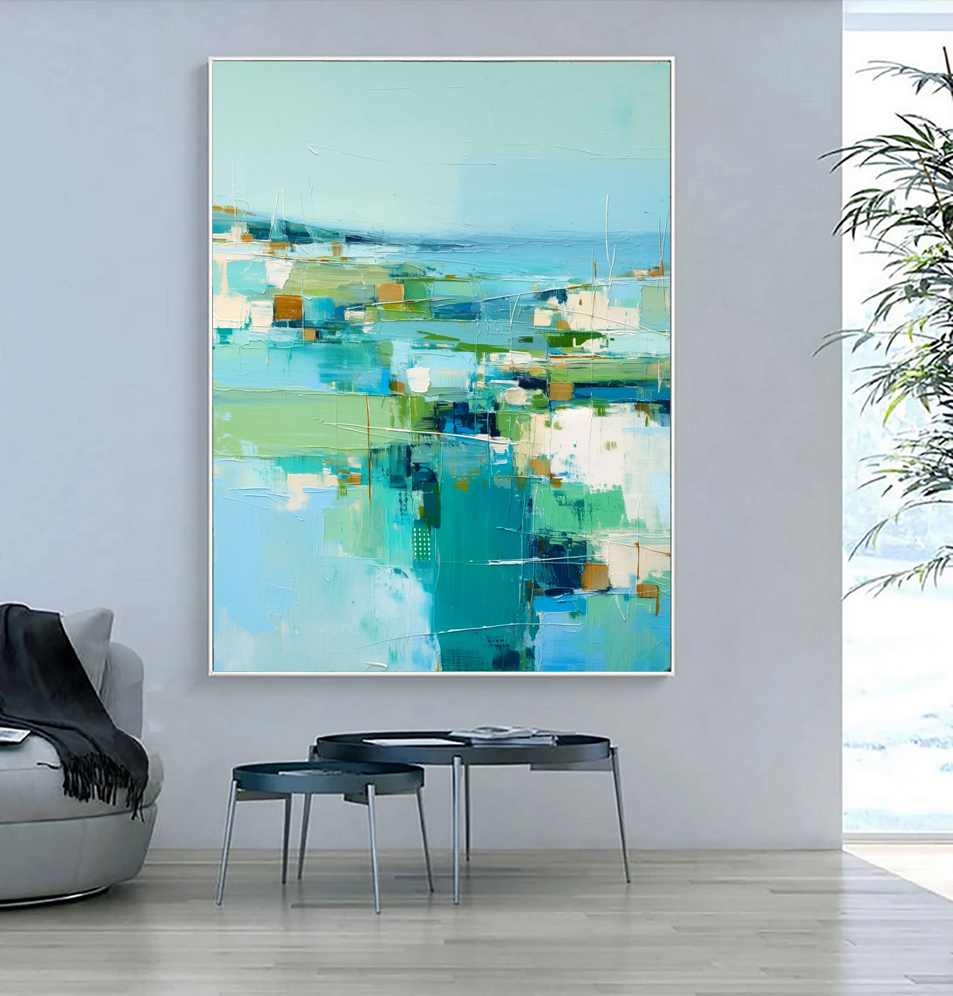 Textured Coastal Geometry | Teal Green