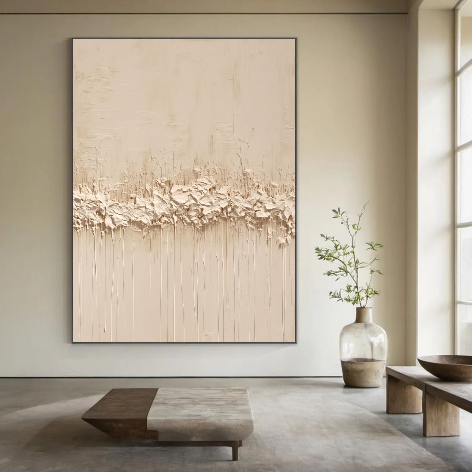 Texturierte, minimalistische Gräser | Beige Weiß