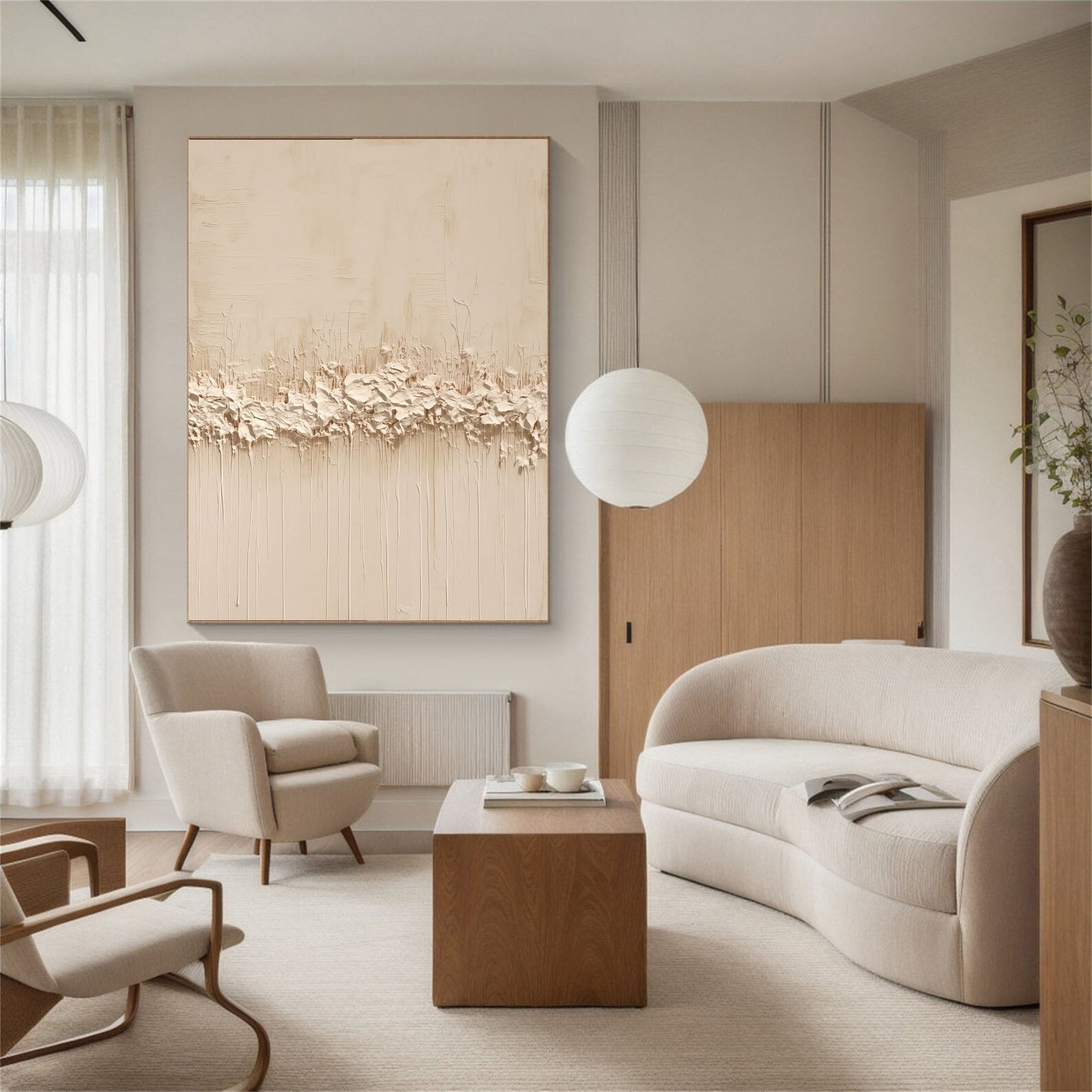 Texturierte, minimalistische Gräser | Beige Weiß