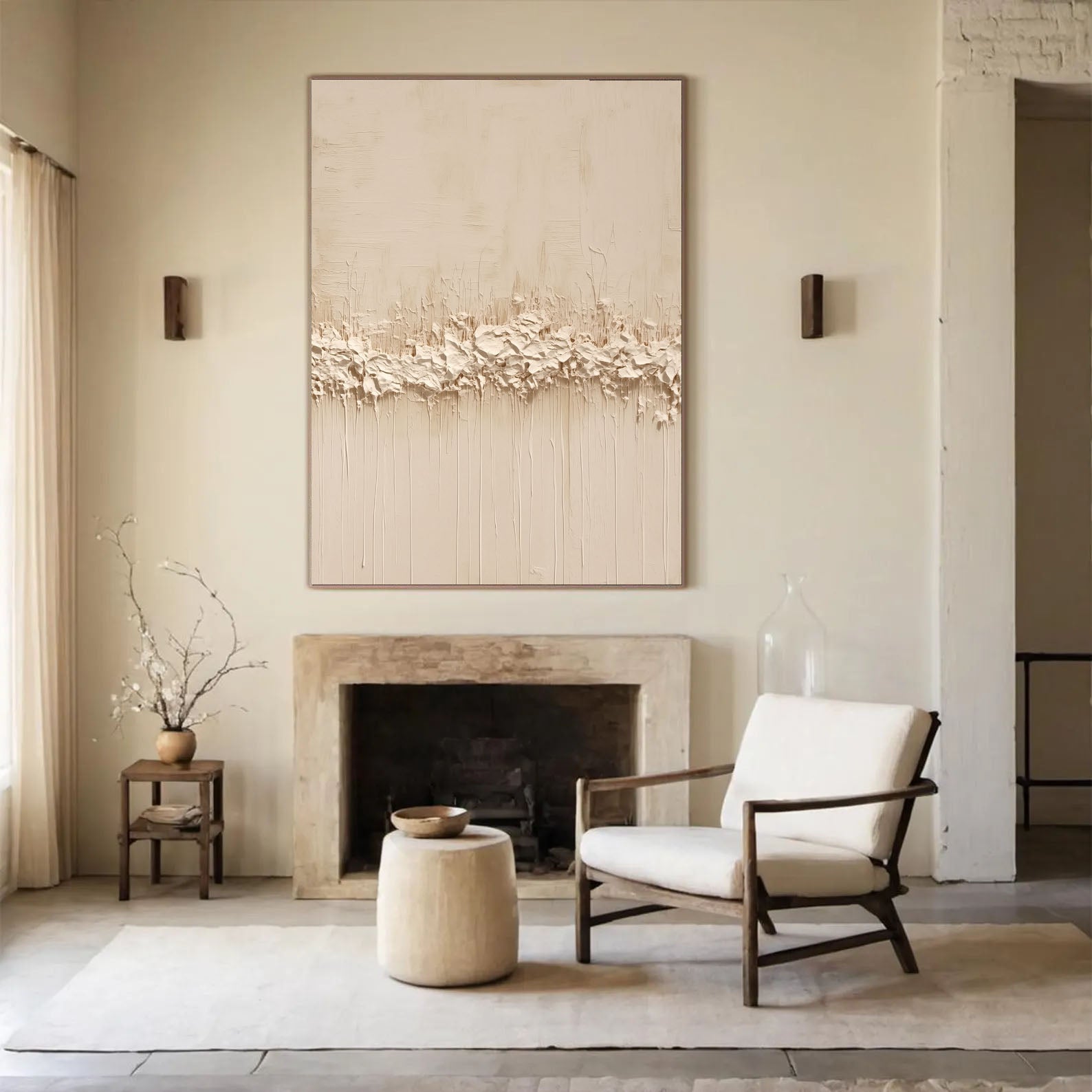 Texturierte, minimalistische Gräser | Beige Weiß