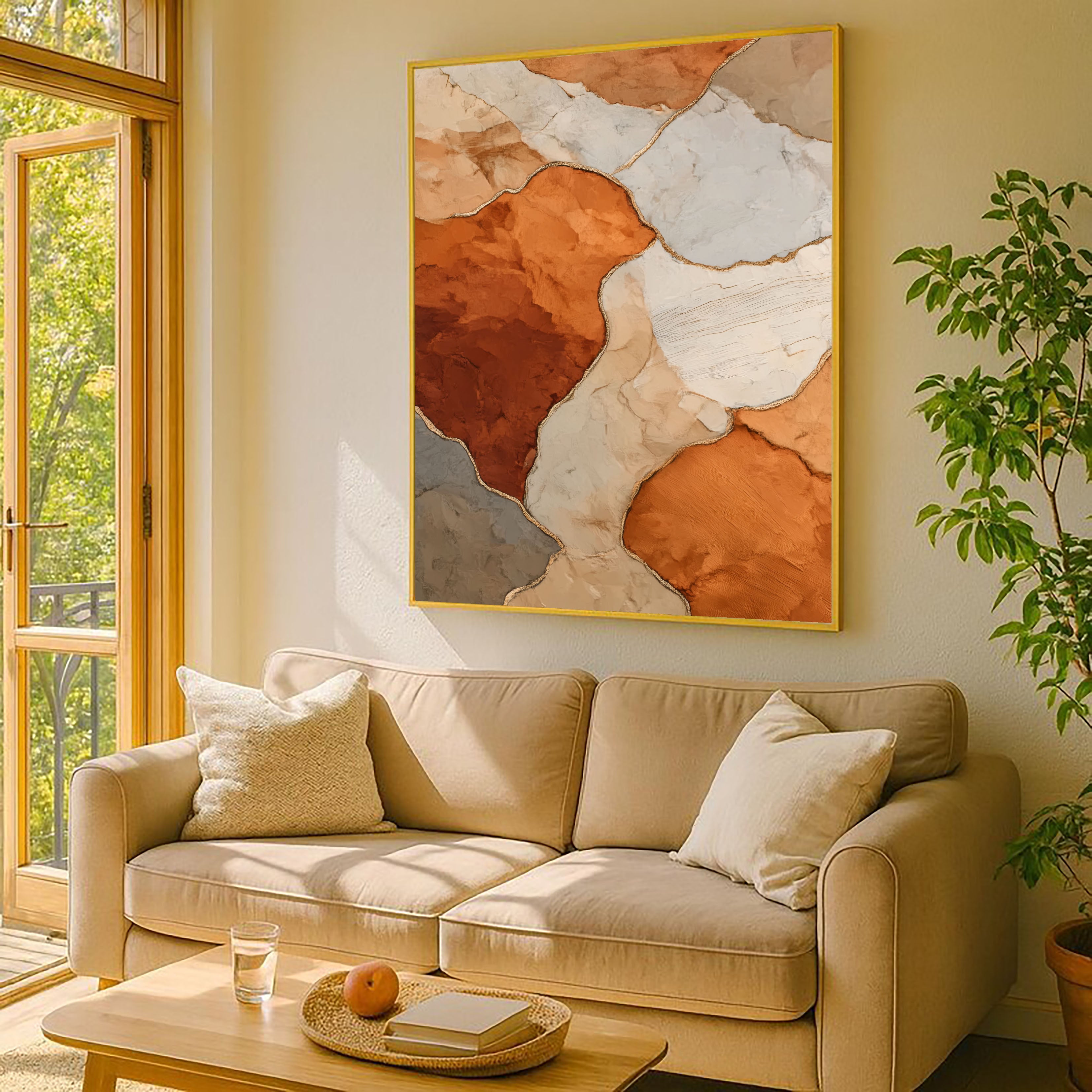 Textured Earthy Opulence | Terracotta Marbling