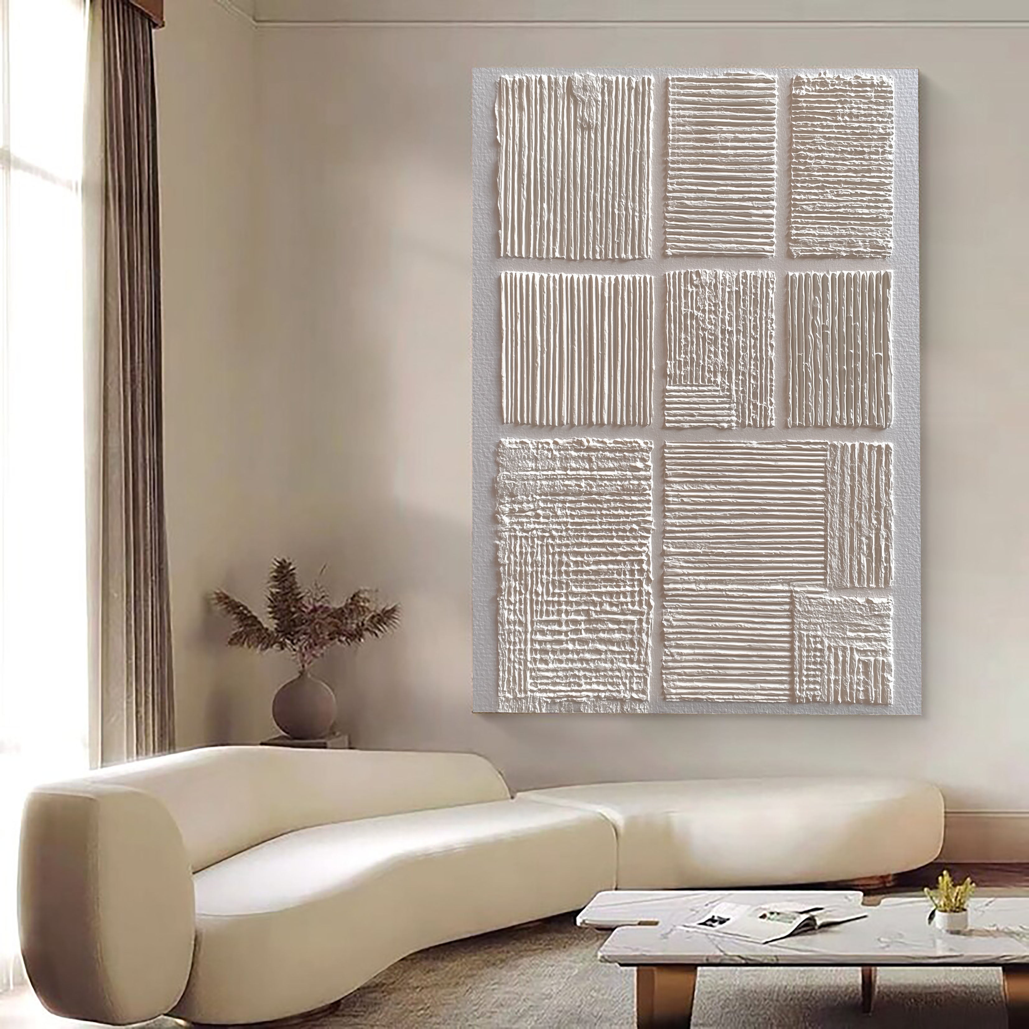 Textured Geometric Minimalism | White Grid