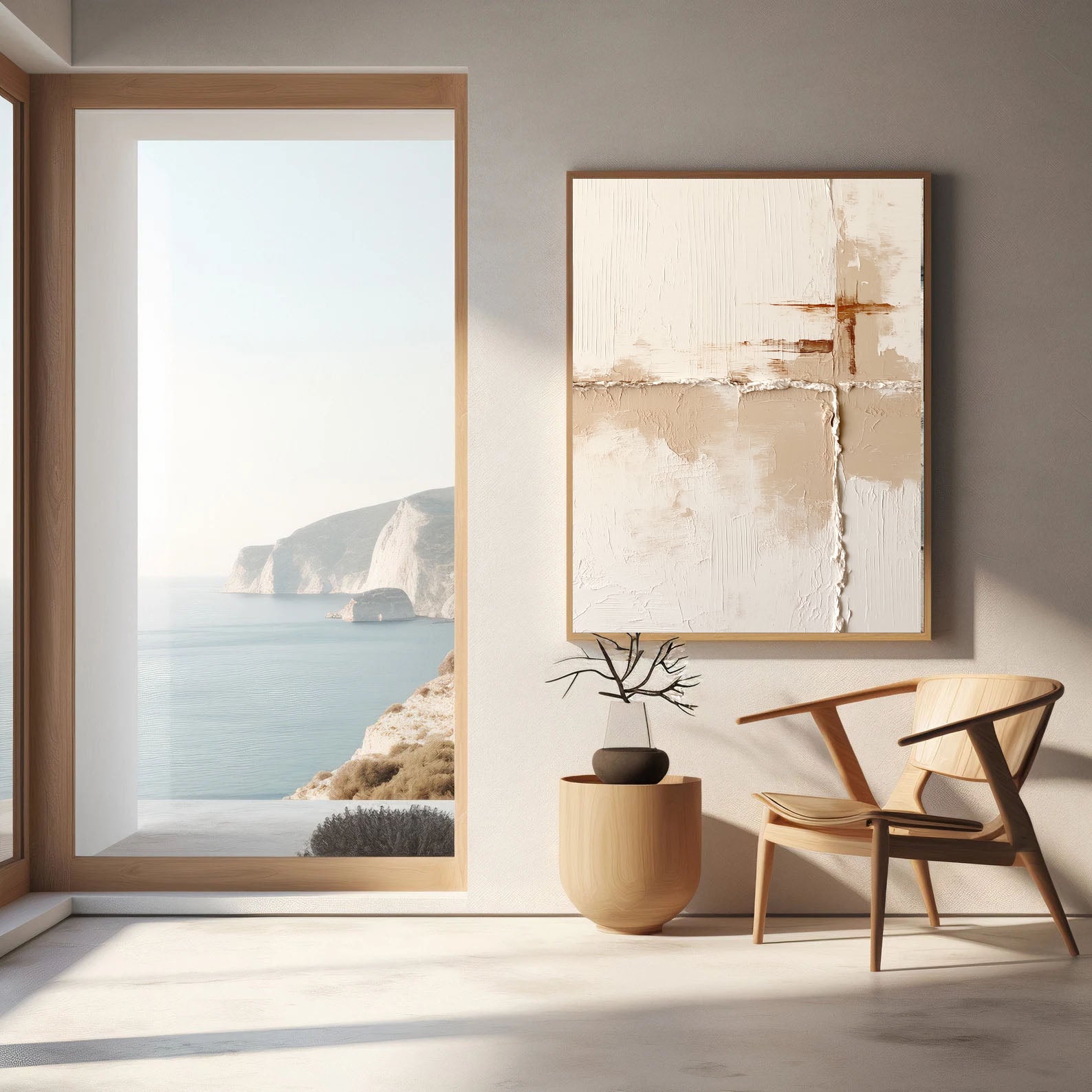 Textured Minimalist Blocks | Beige White