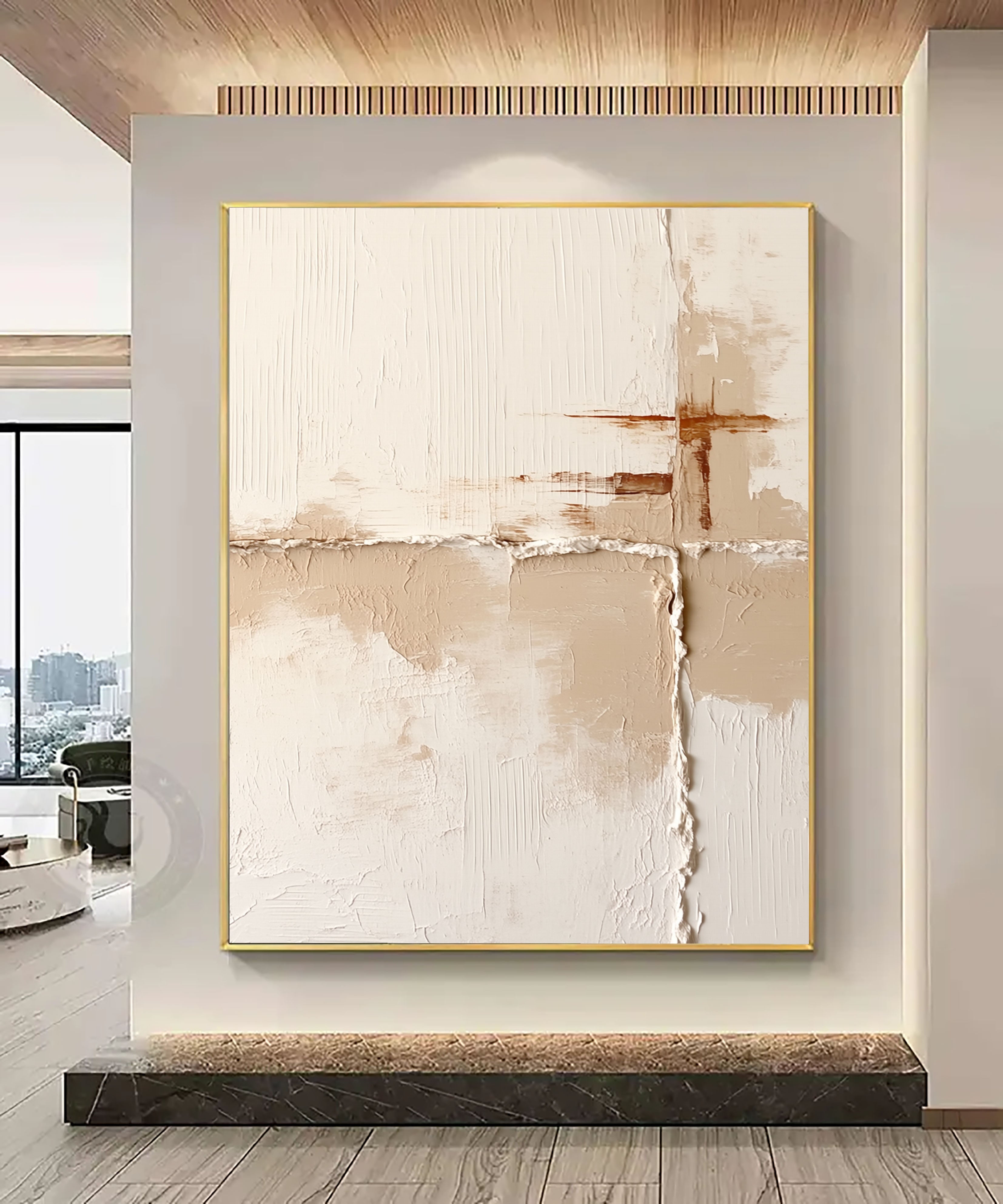Textured Minimalist Blocks | Beige White