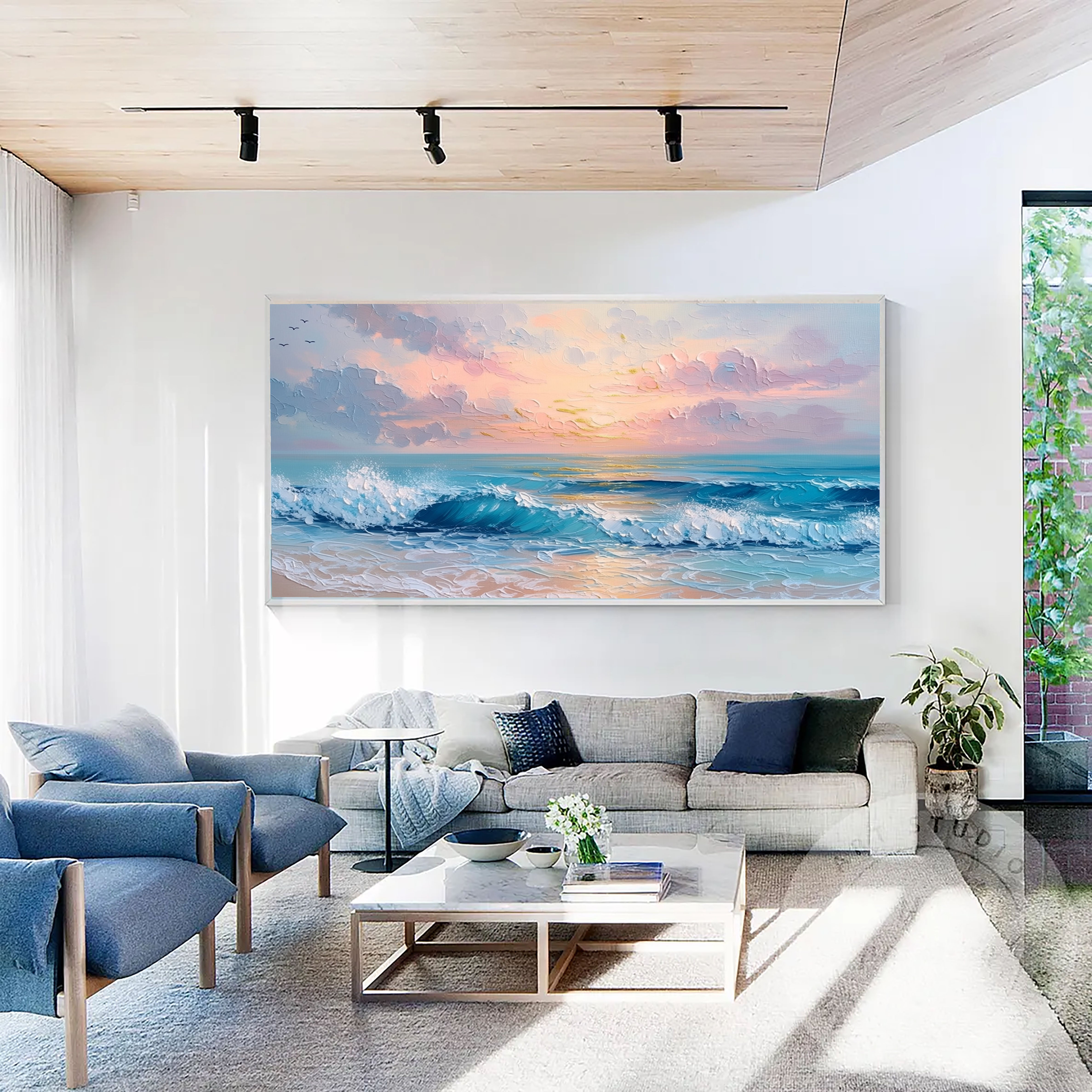 Textured Coastal Sunrise | Blue Gold