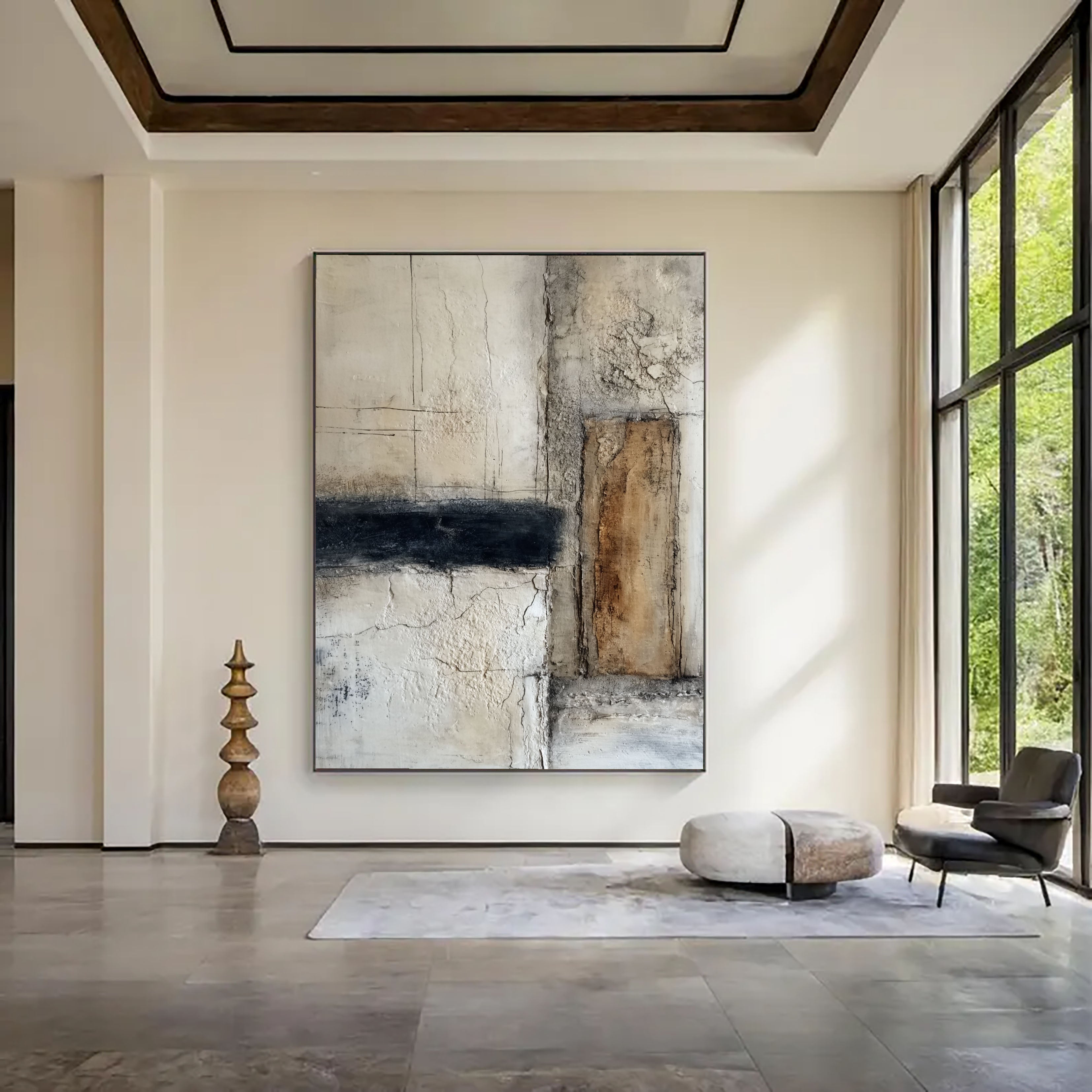 Textured Minimalist Grid | Ochre Panel