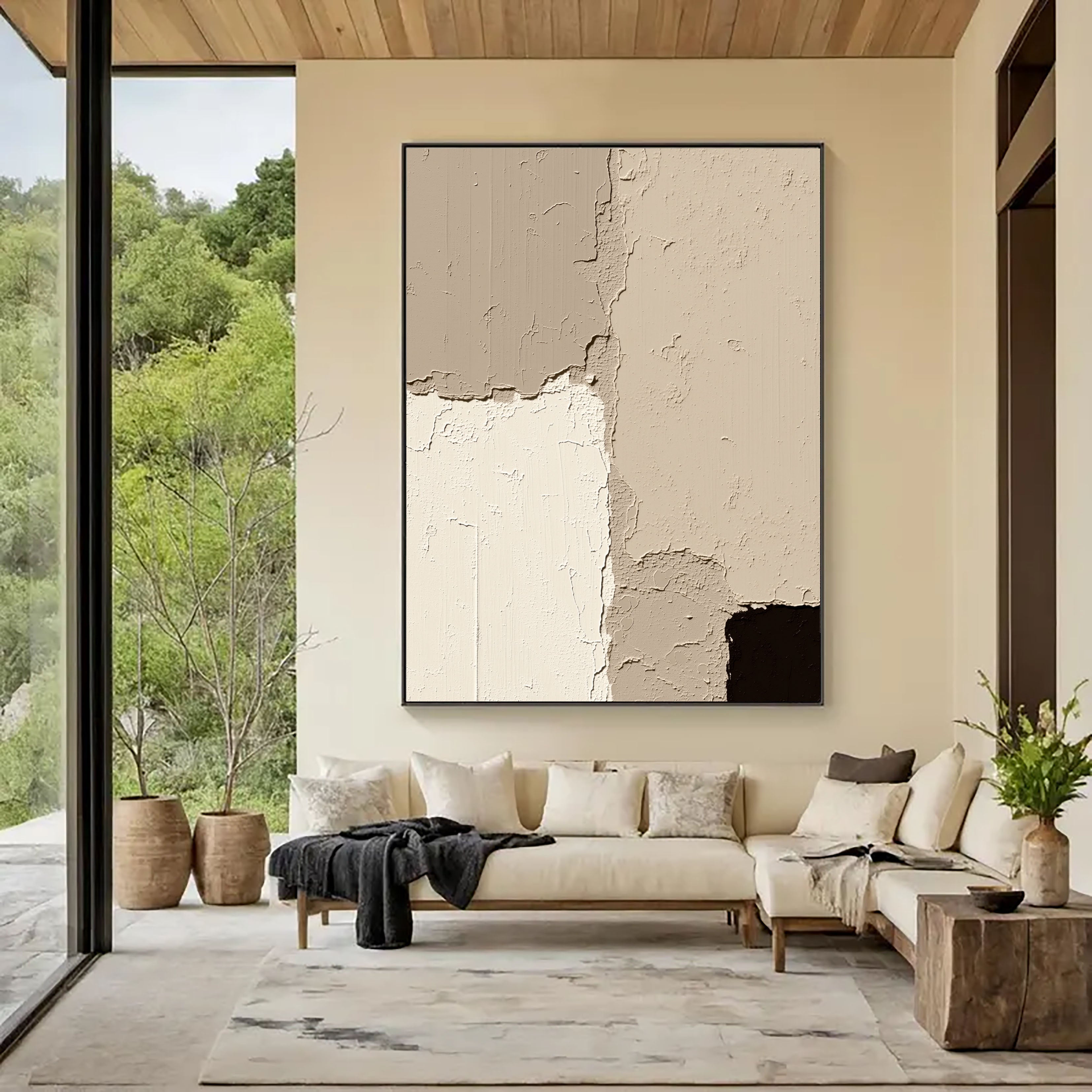Textured Cracked Layers | Beige Black