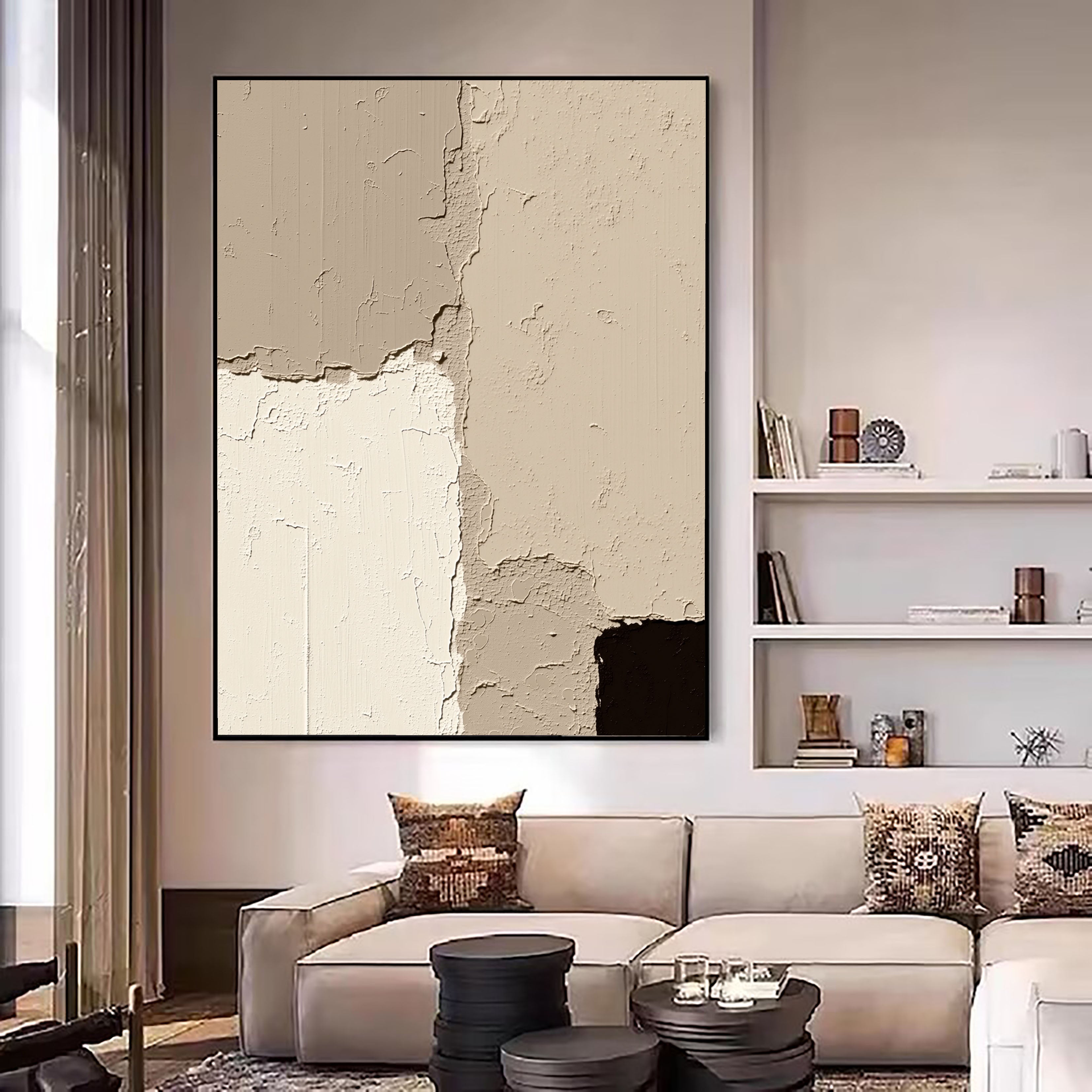 Textured Cracked Layers | Beige Black