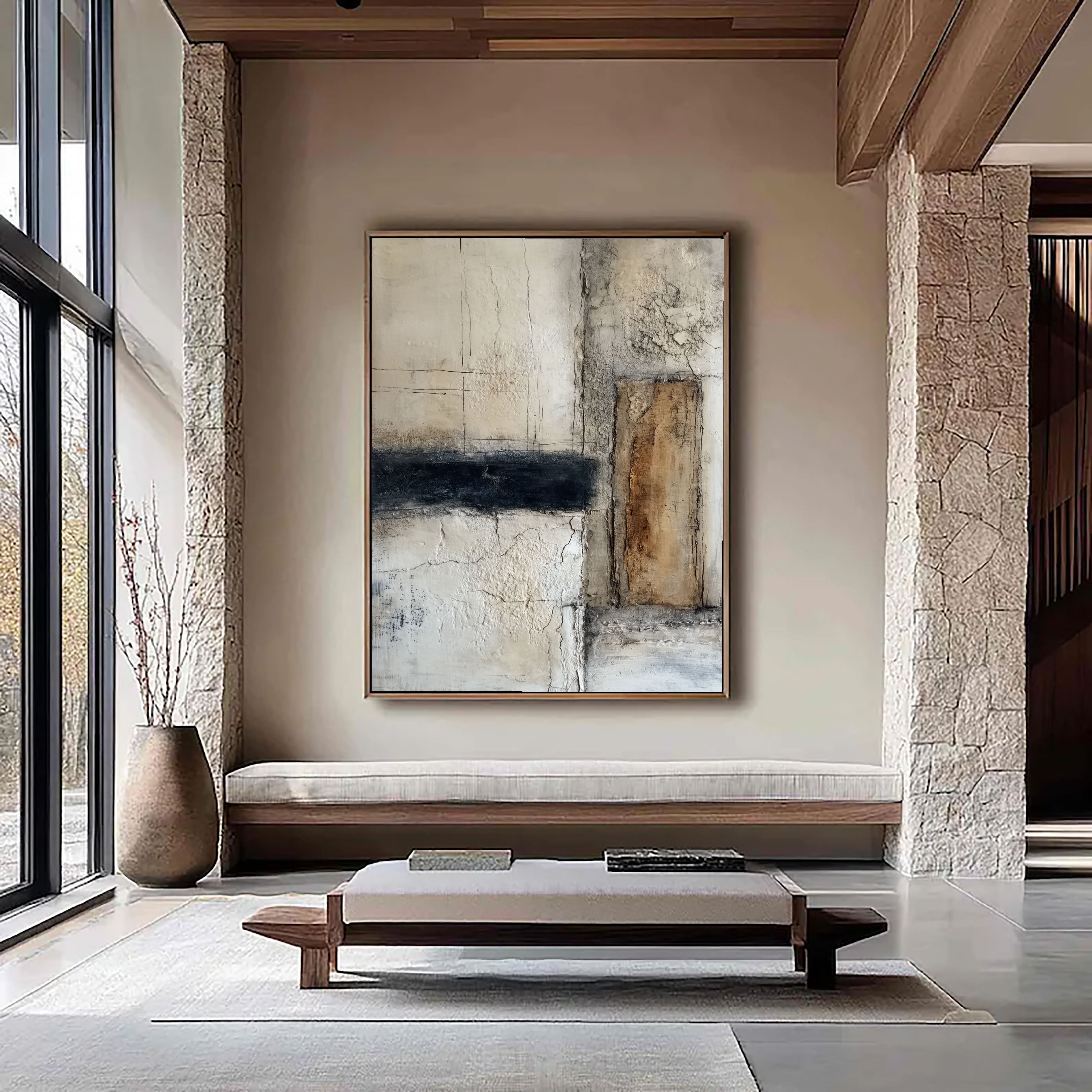 Textured Minimalist Grid | Ochre Panel