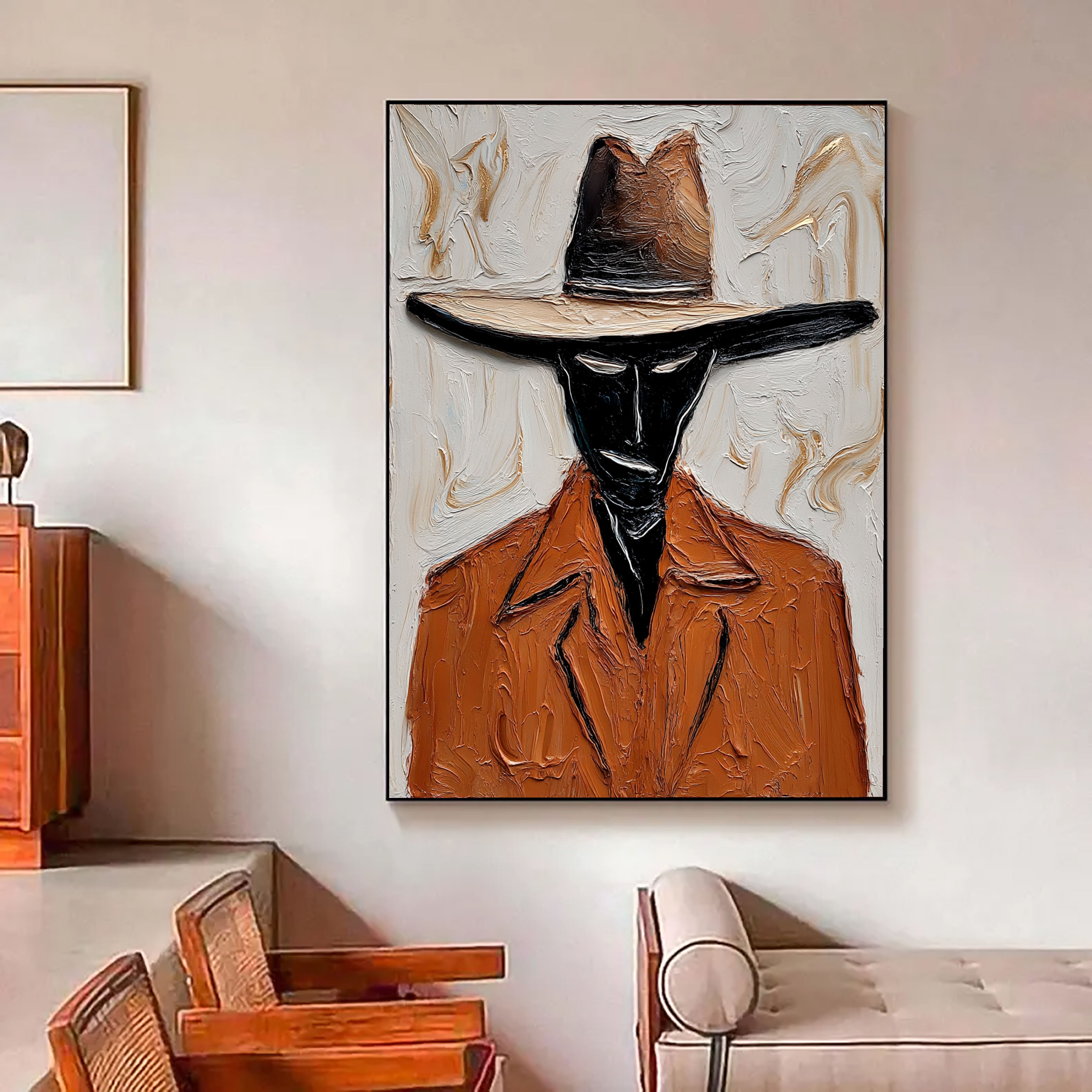 Textured Enigmatic Silhouette | Hatted Stranger