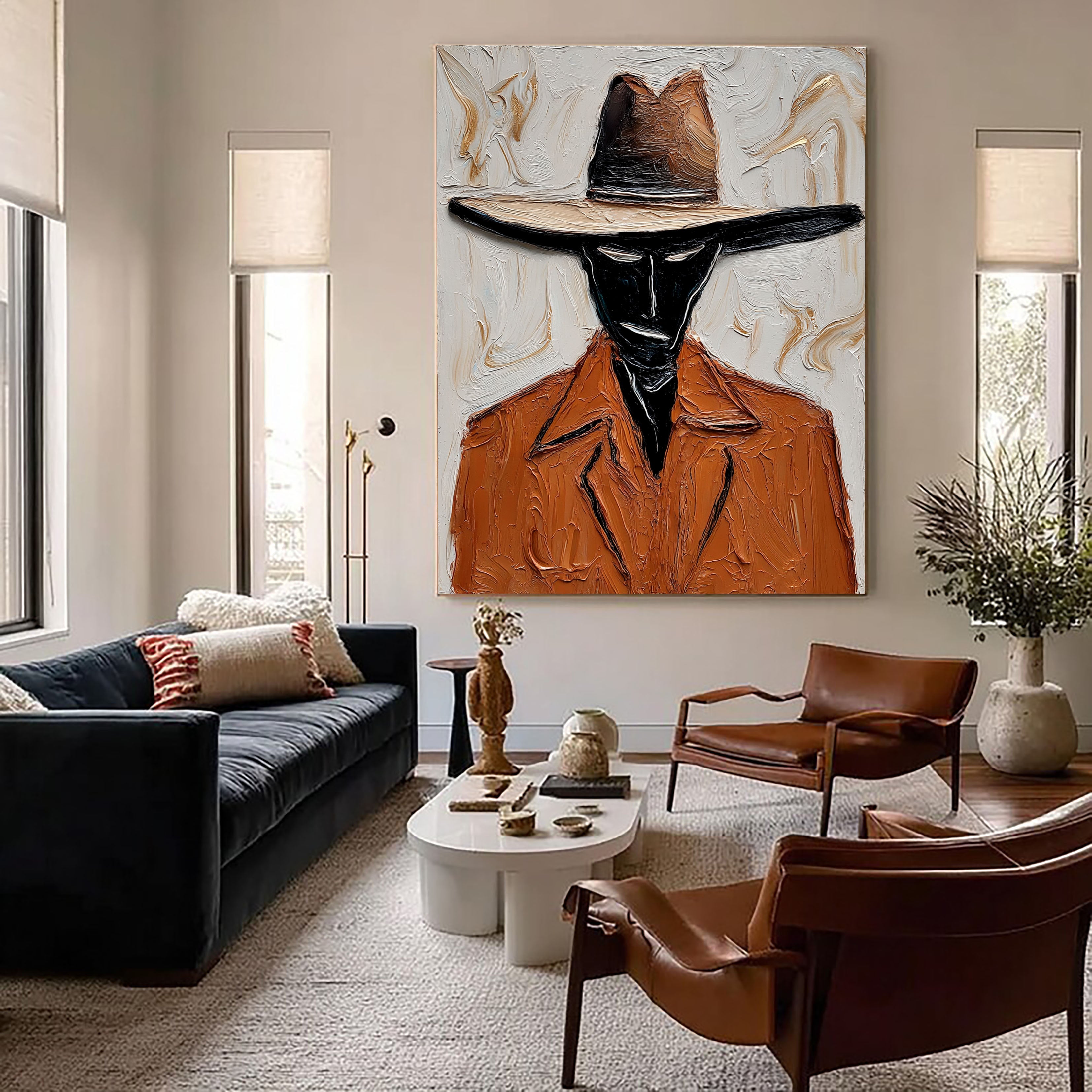 Textured Enigmatic Silhouette | Hatted Stranger