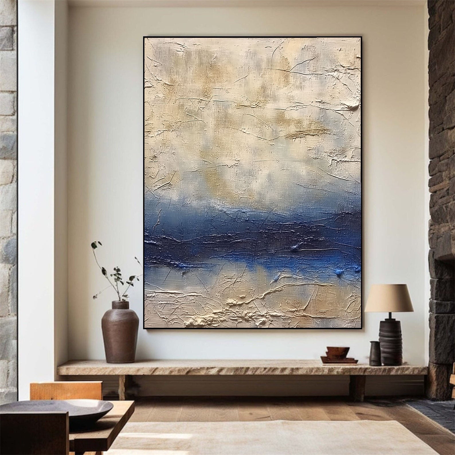 Textured Coastal Horizon | Blue Beige
