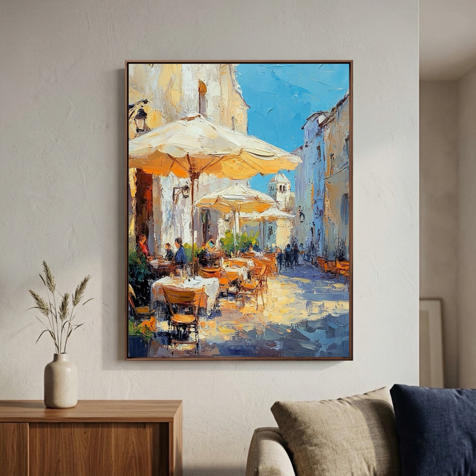 Impressionist Art | Sunny Café Plaza