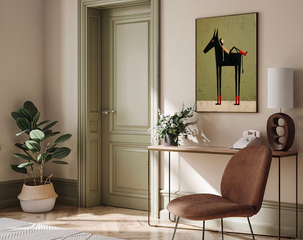 Textured Whimsical Equine | Reclining Rider