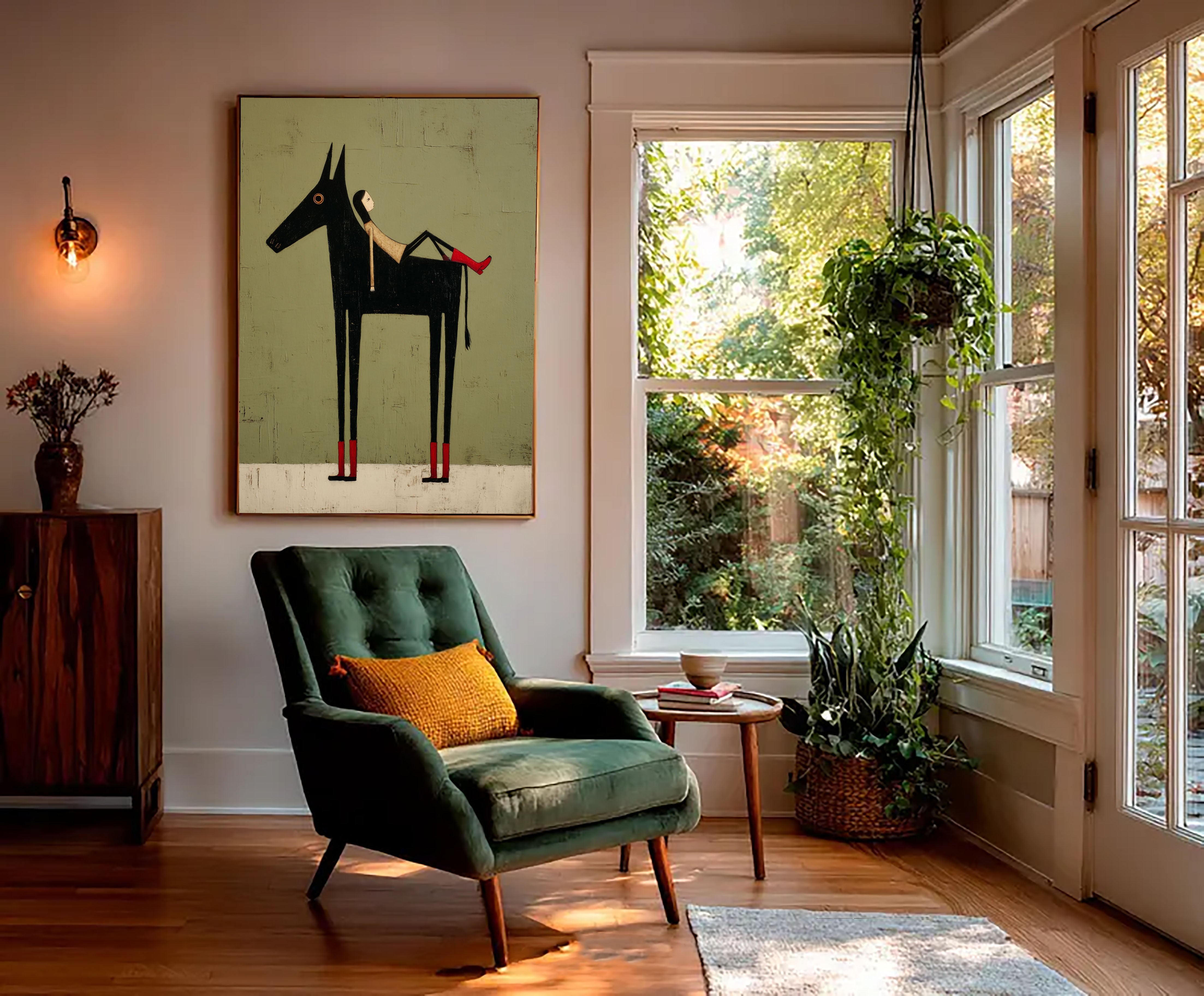 Textured Whimsical Equine | Reclining Rider