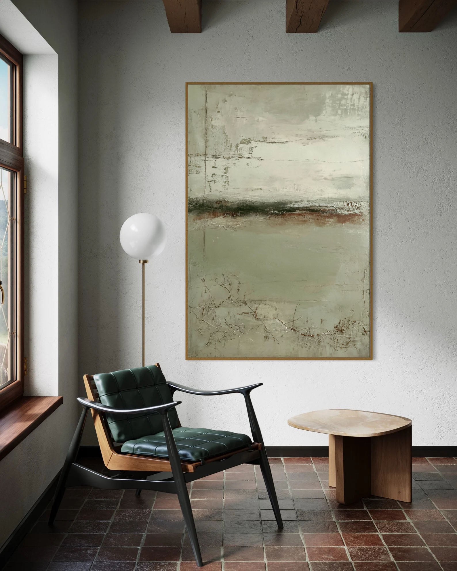 Textured Earthy Horizon | Muted Green