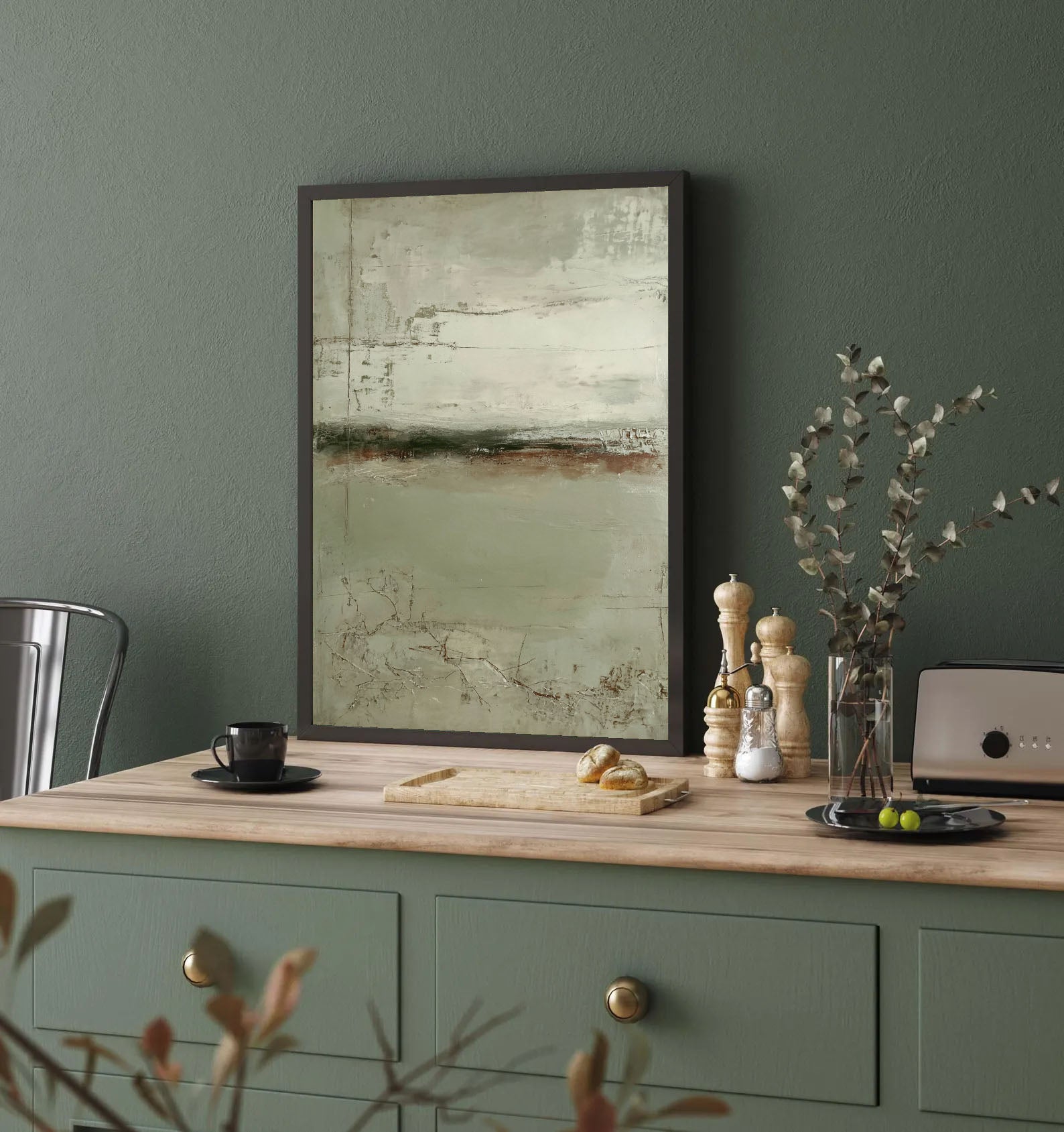 Textured Earthy Horizon | Muted Green