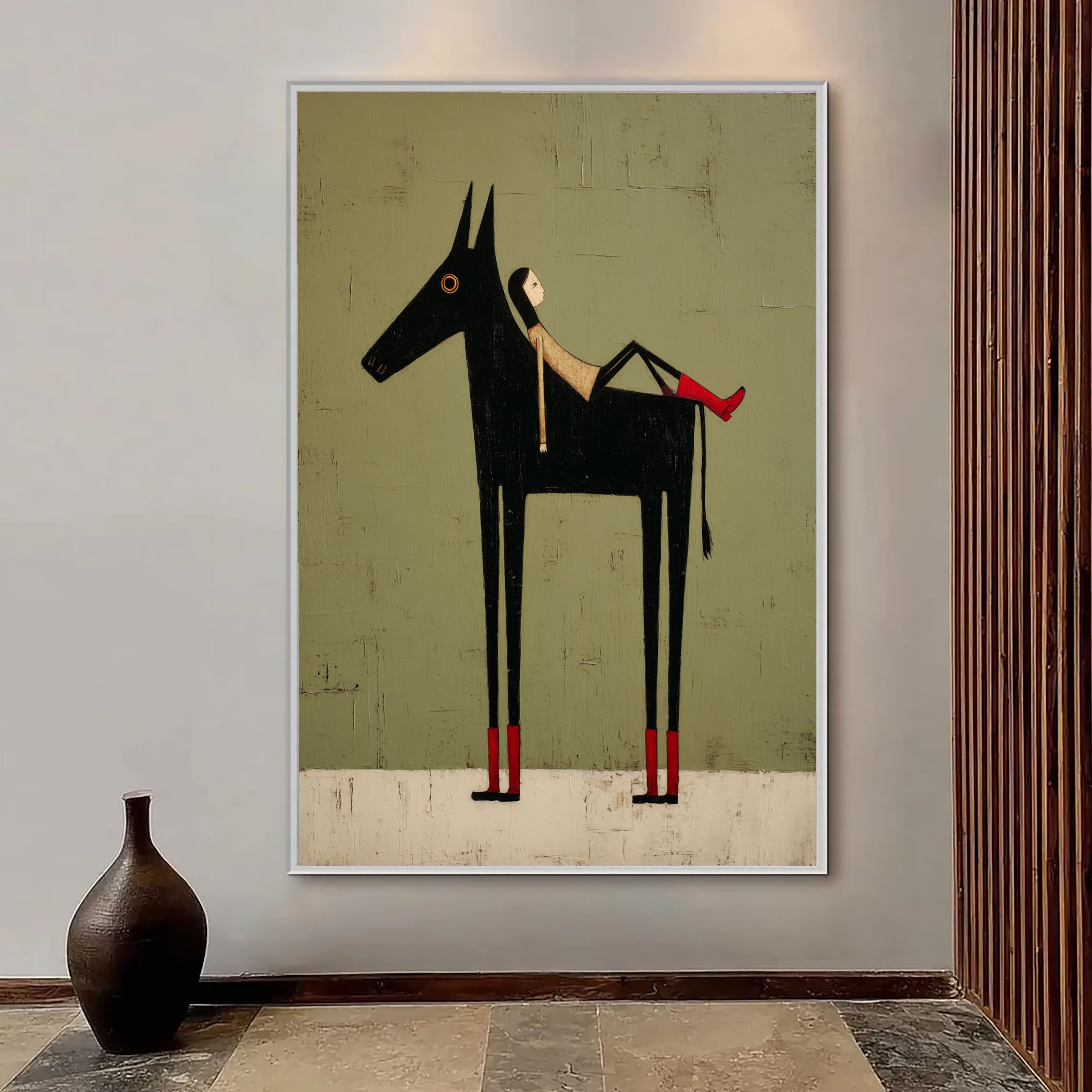 Textured Whimsical Equine | Reclining Rider