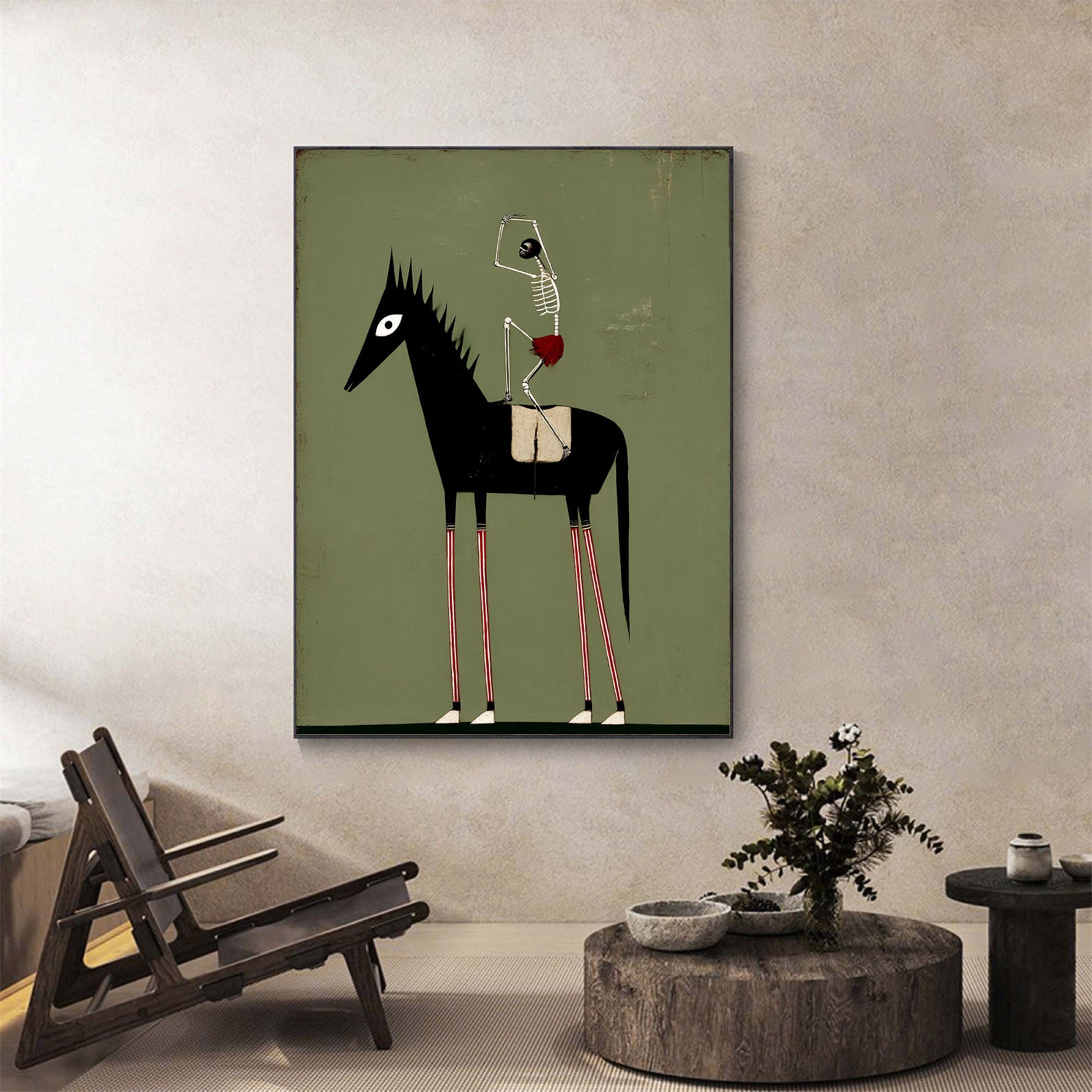 Textured Macabre Equine | Skeletal Rider