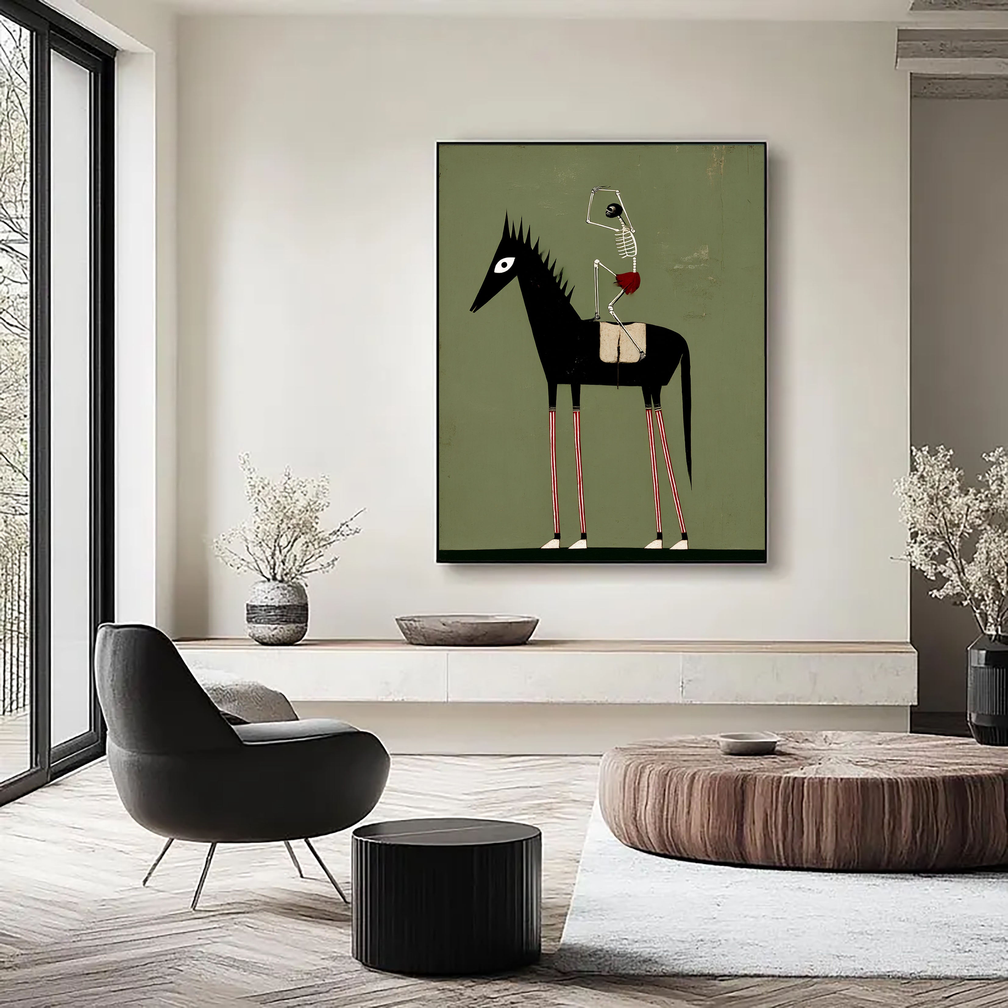 Textured Macabre Equine | Skeletal Rider