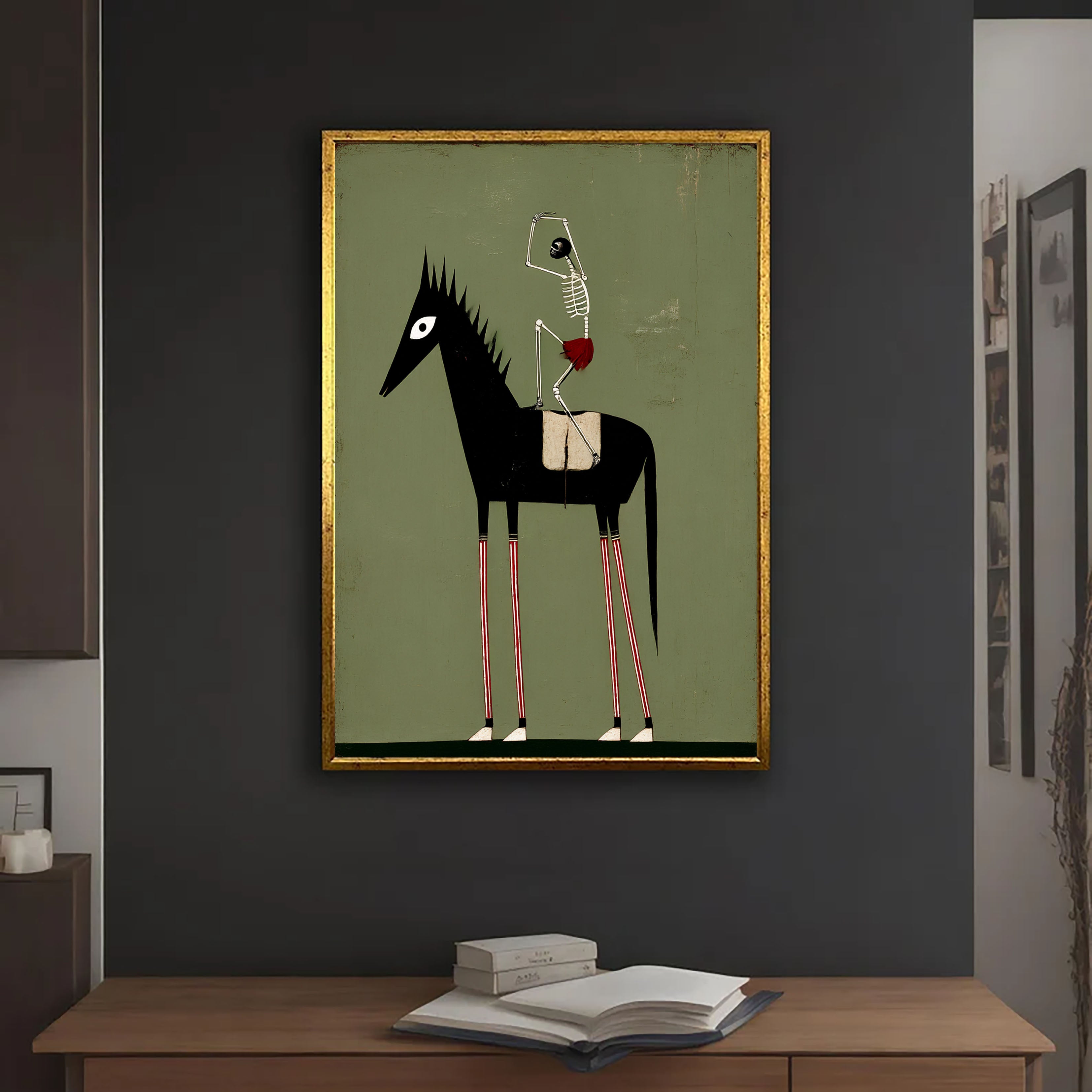 Textured Macabre Equine | Skeletal Rider