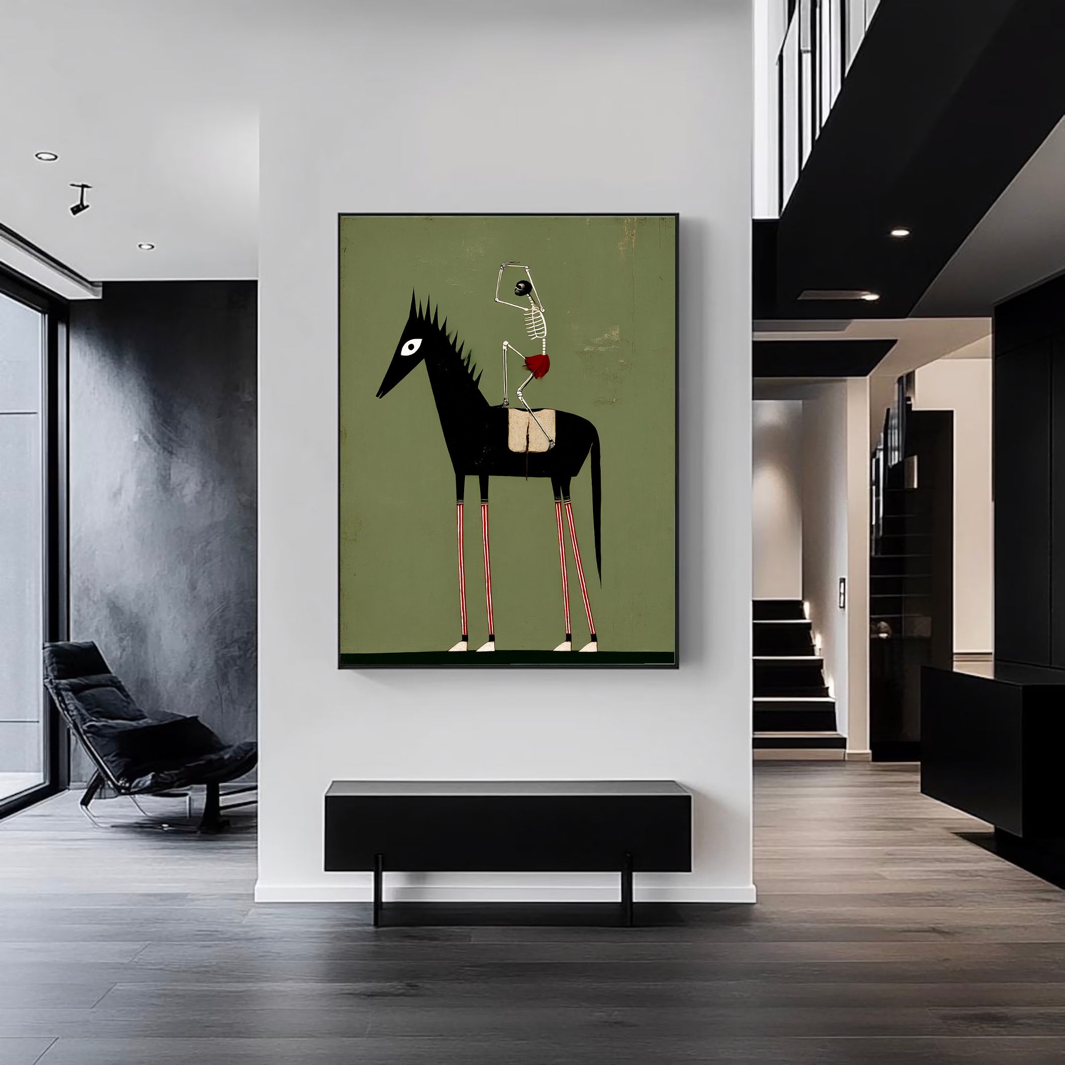 Textured Macabre Equine | Skeletal Rider