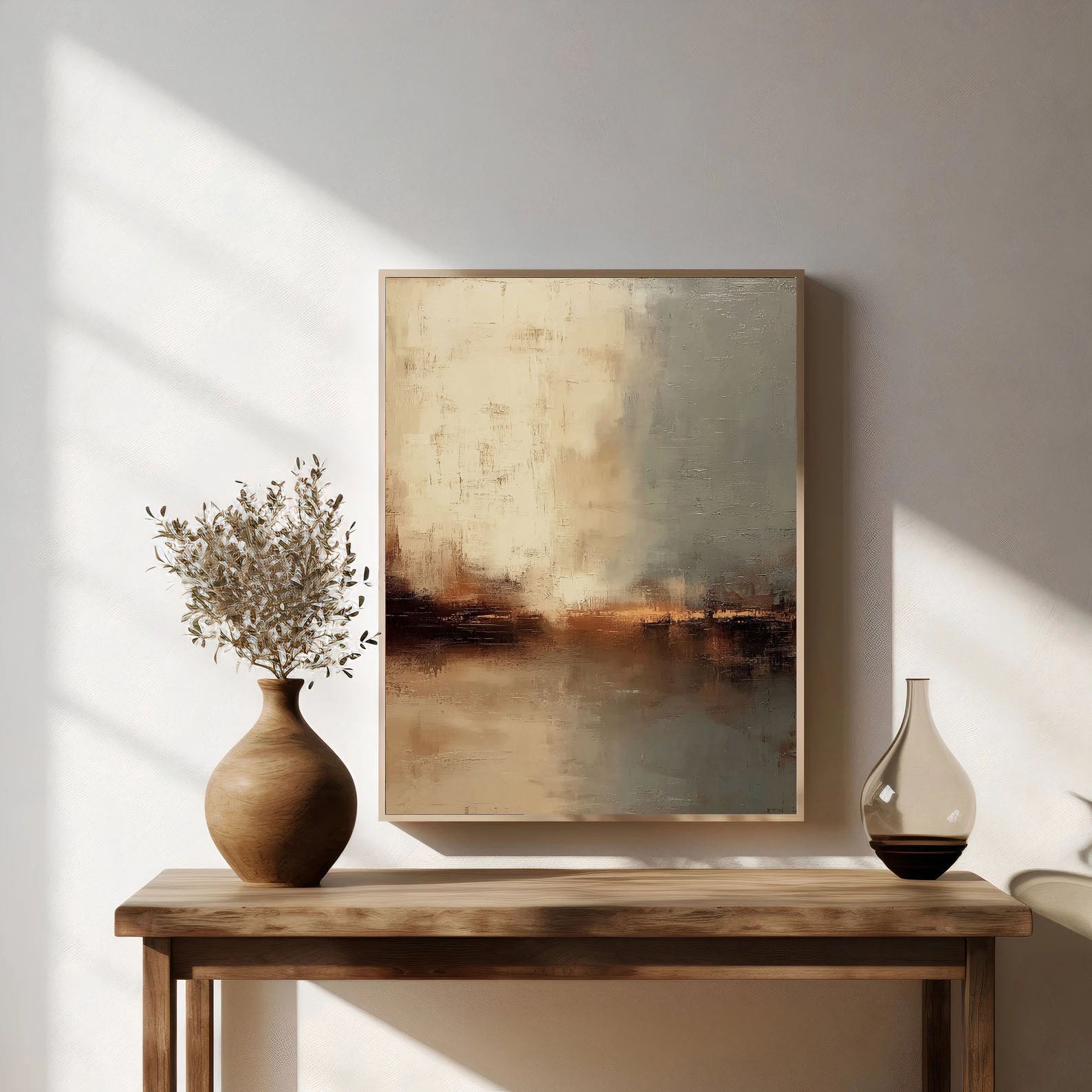 Textured Golden Horizon | Misty Reflections