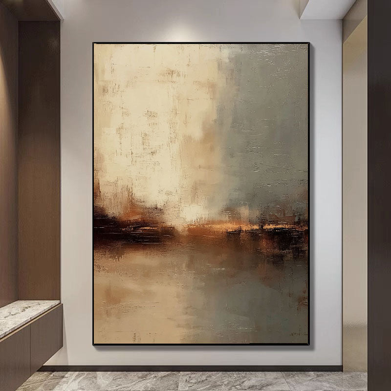 Textured Golden Horizon | Misty Reflections