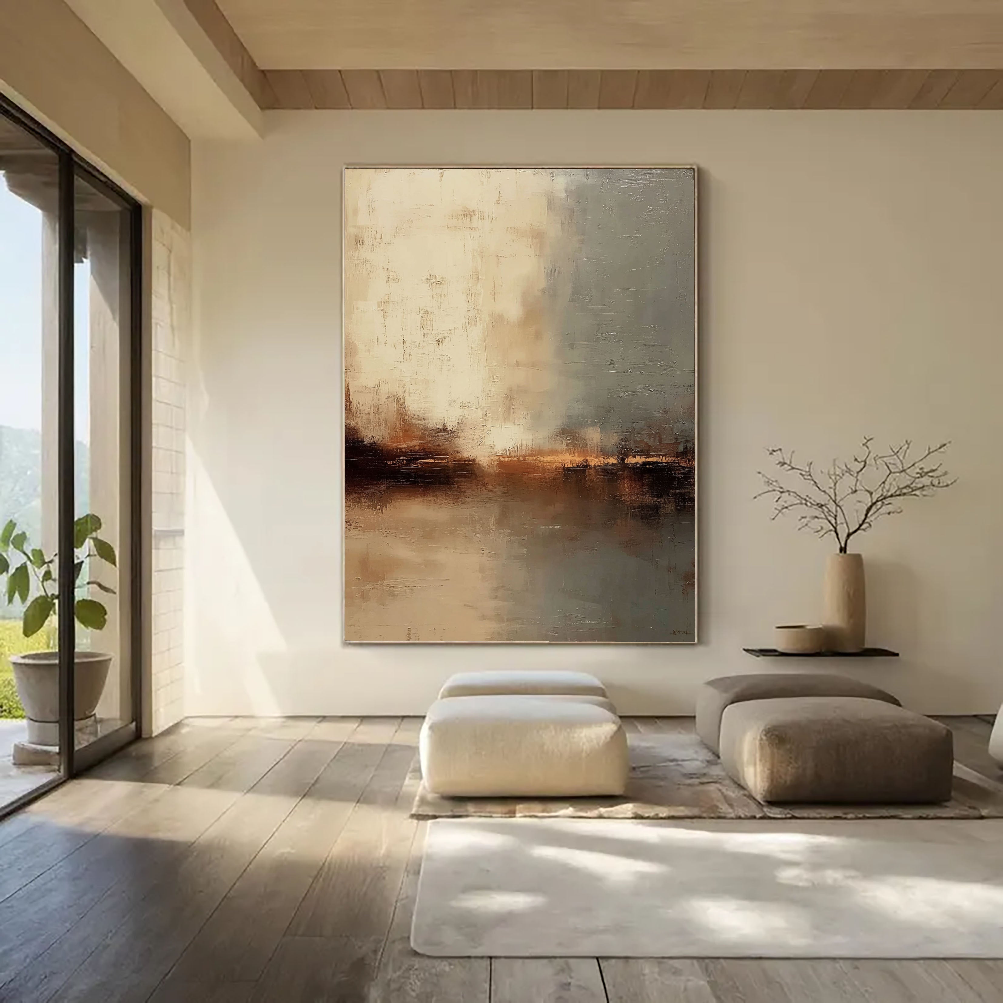 Textured Golden Horizon | Misty Reflections
