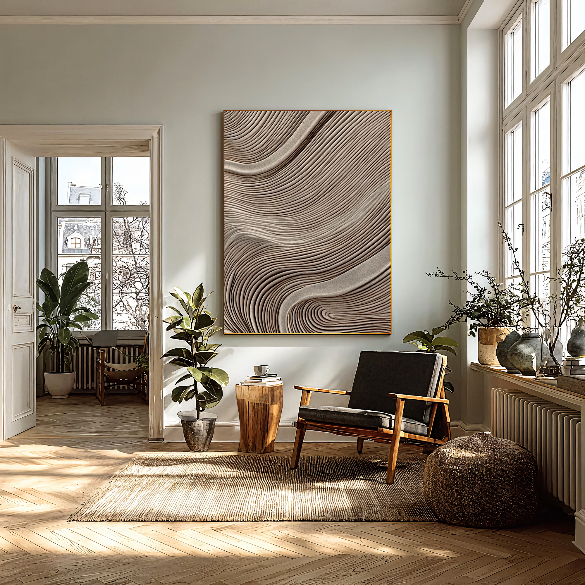 Textured Wave Sophistication | Beige Grey