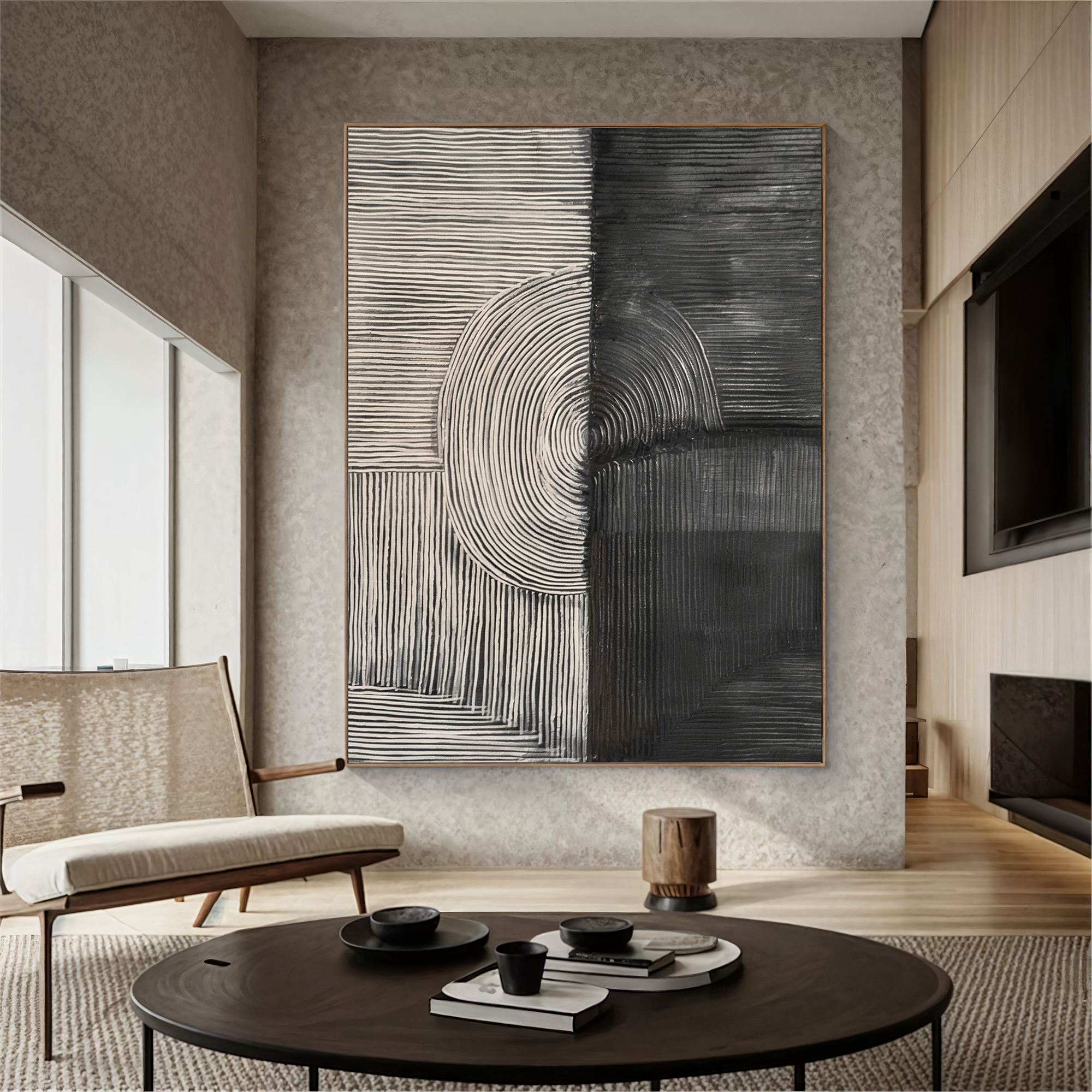 Textured Geometric Rhythm | Grey Black