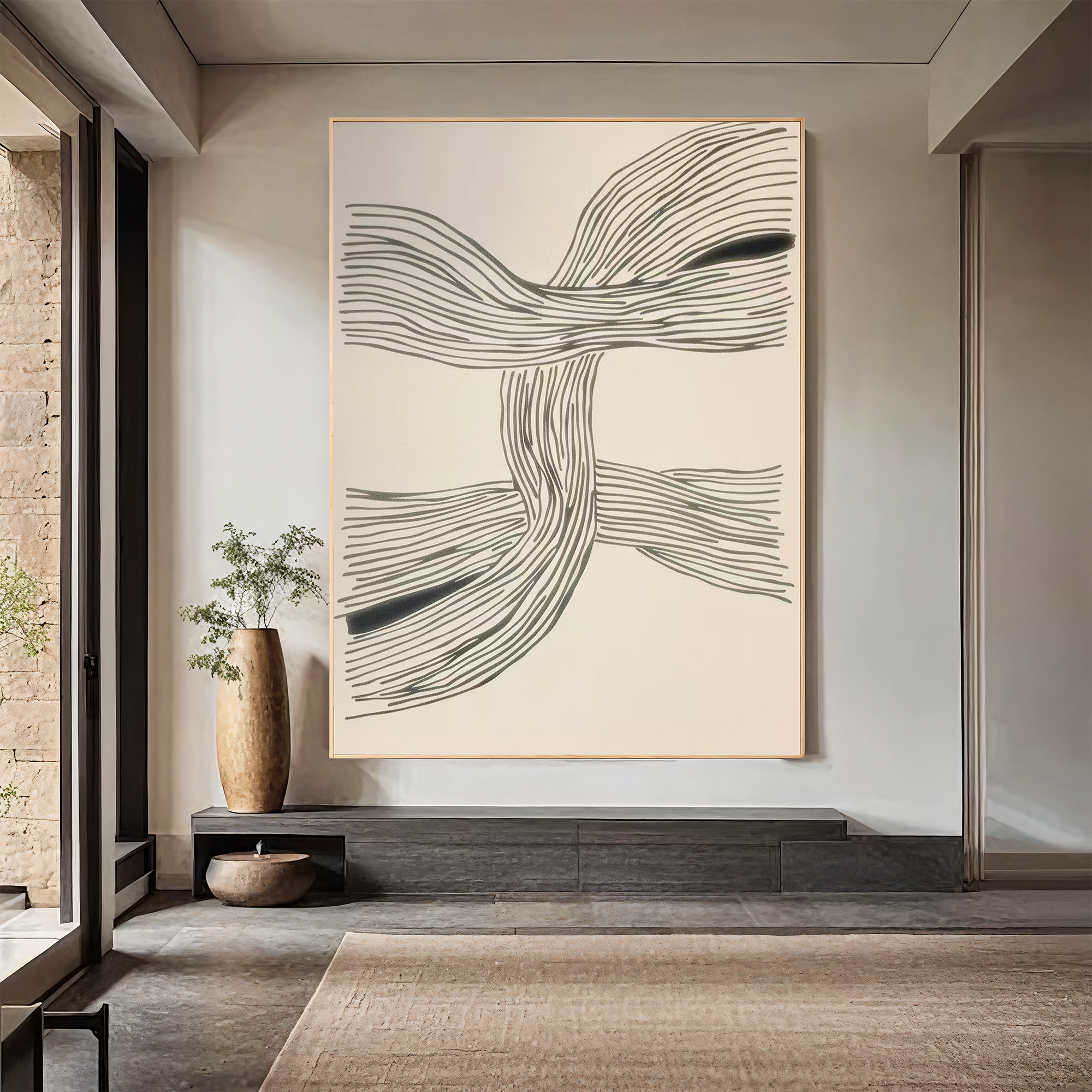 Textured Line Dynamism | Grey Beige