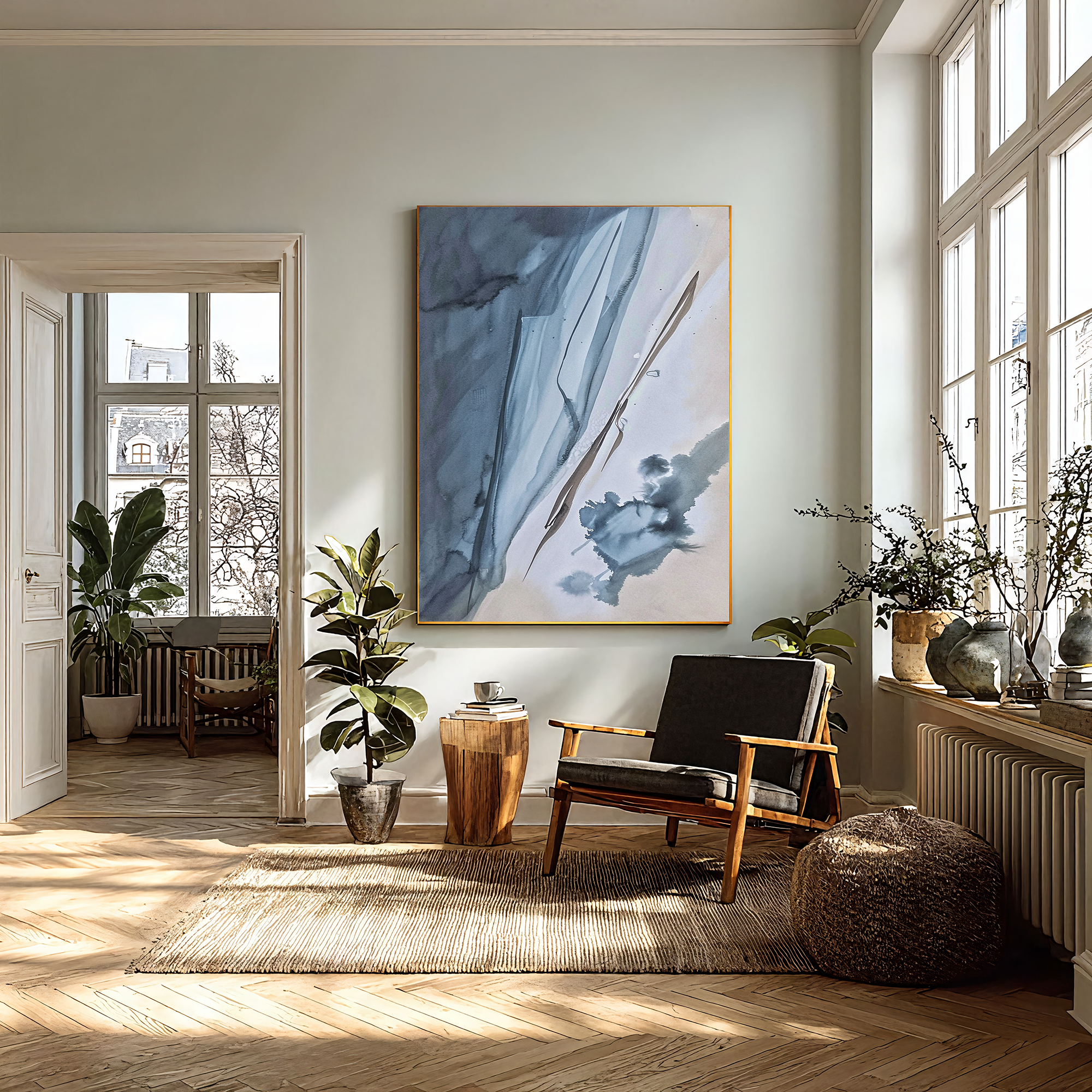 Textured Ink Elegance | Blue Grey