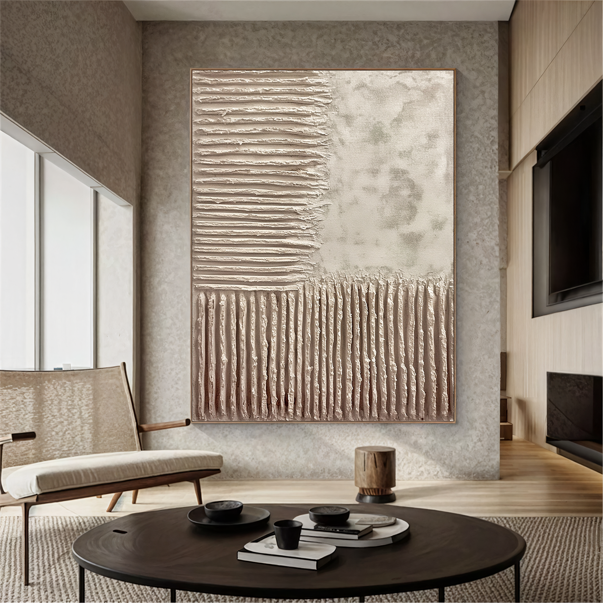 Textured Block Sophistication | Beige Taupe