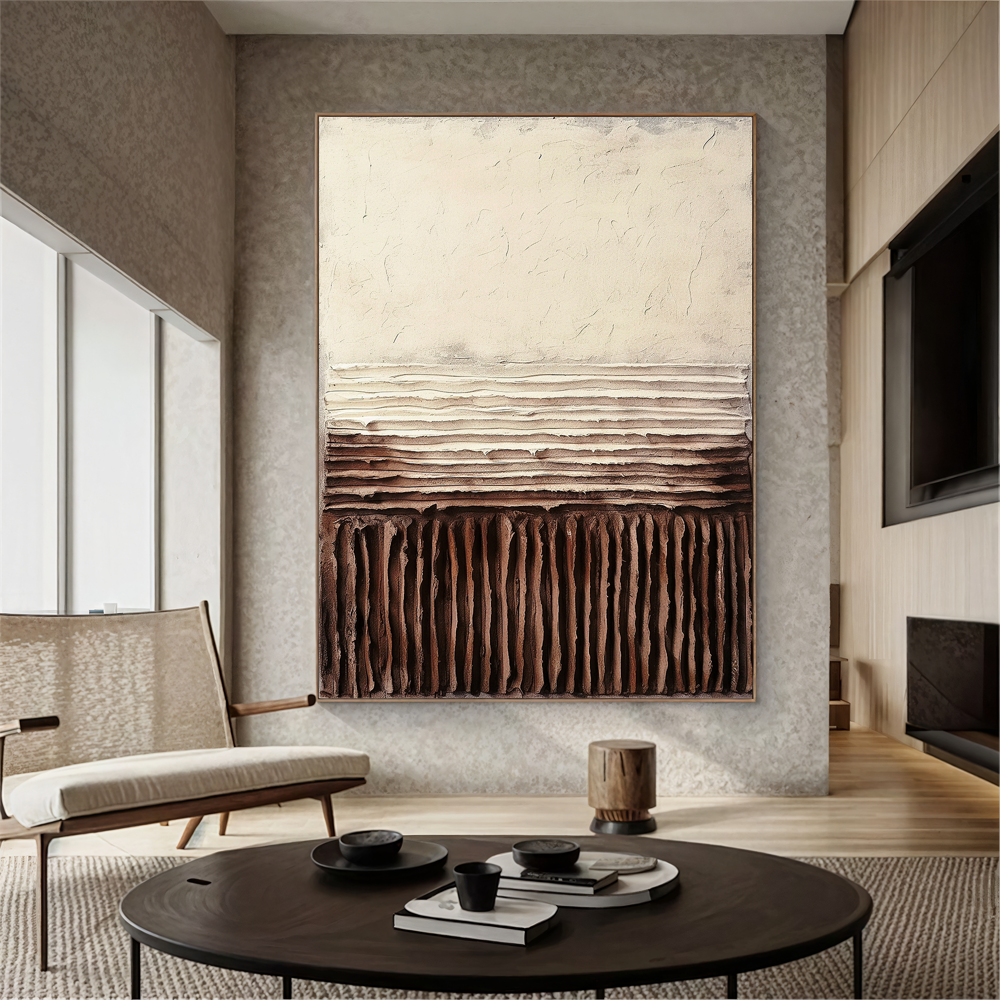 Textured Layered Harmony | Beige Brown