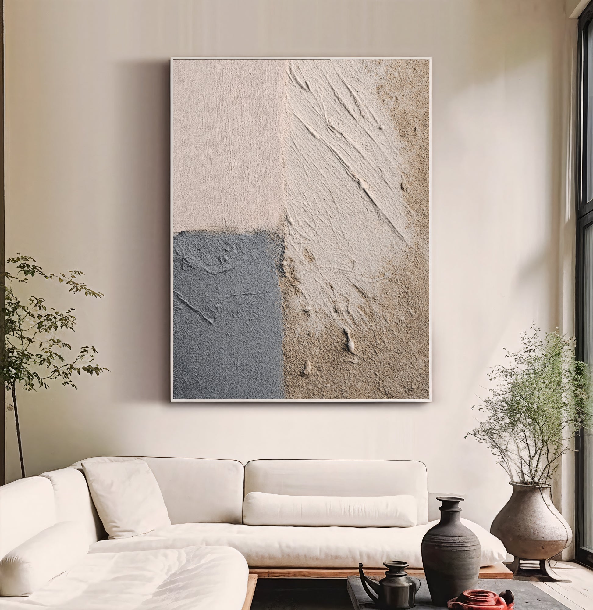 Textured Earthy Serenity | Beige Grey