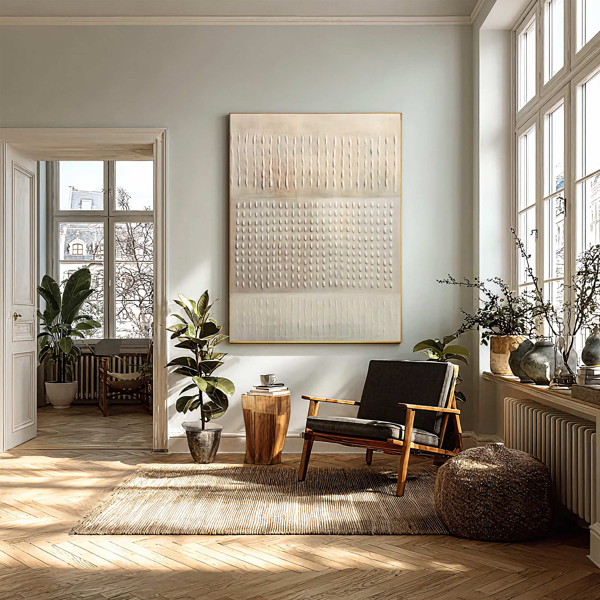 Textured Grid Elegance | Beige Rhythm