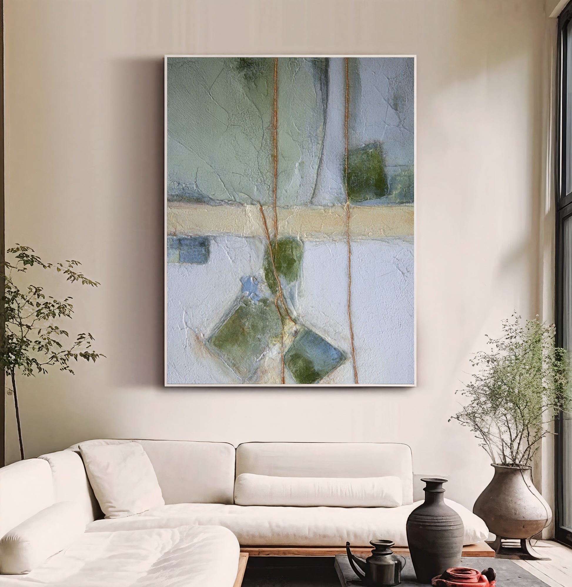 Textured Abstract Opulence | Sage Gold