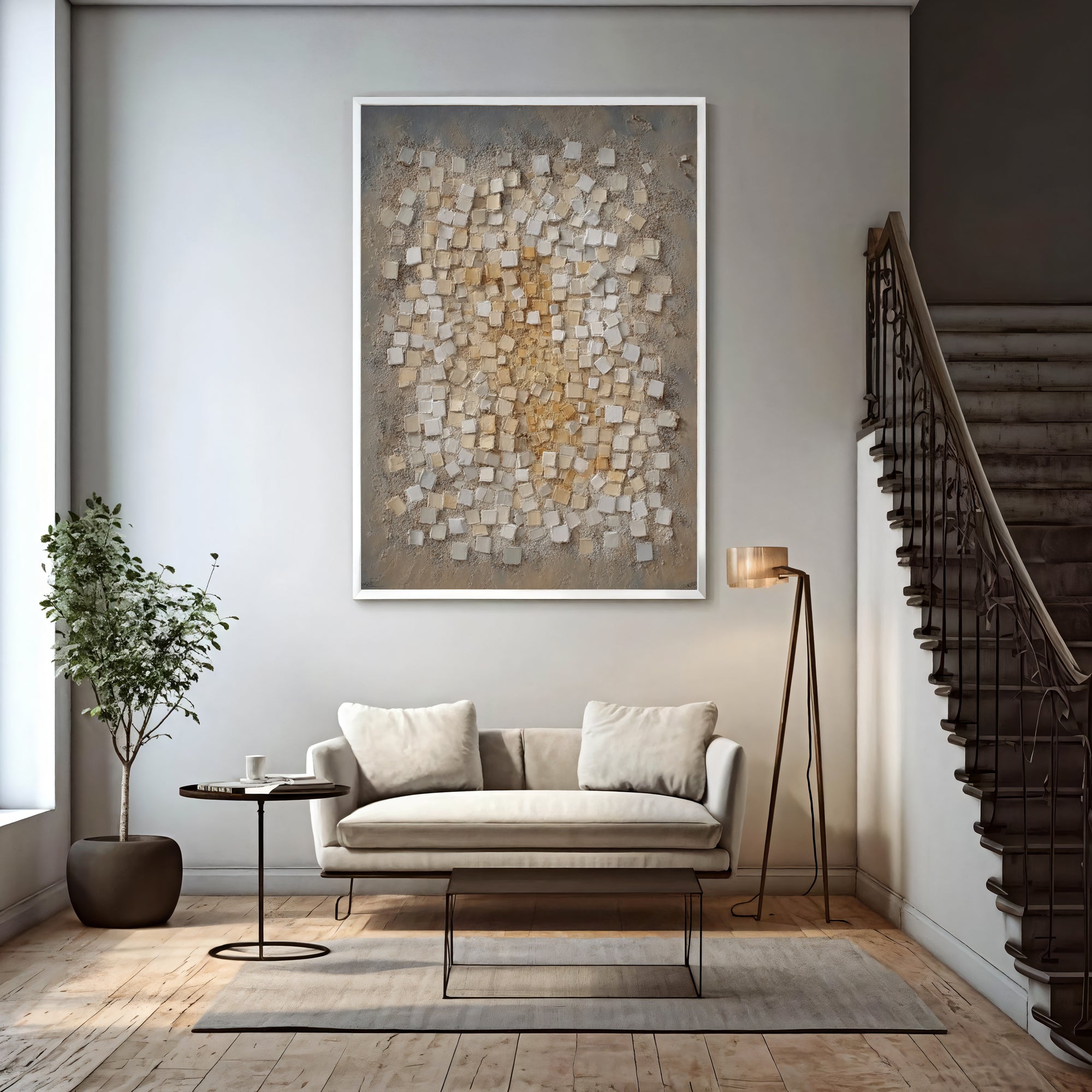 Textured Cubic Elegance | Grey Gold