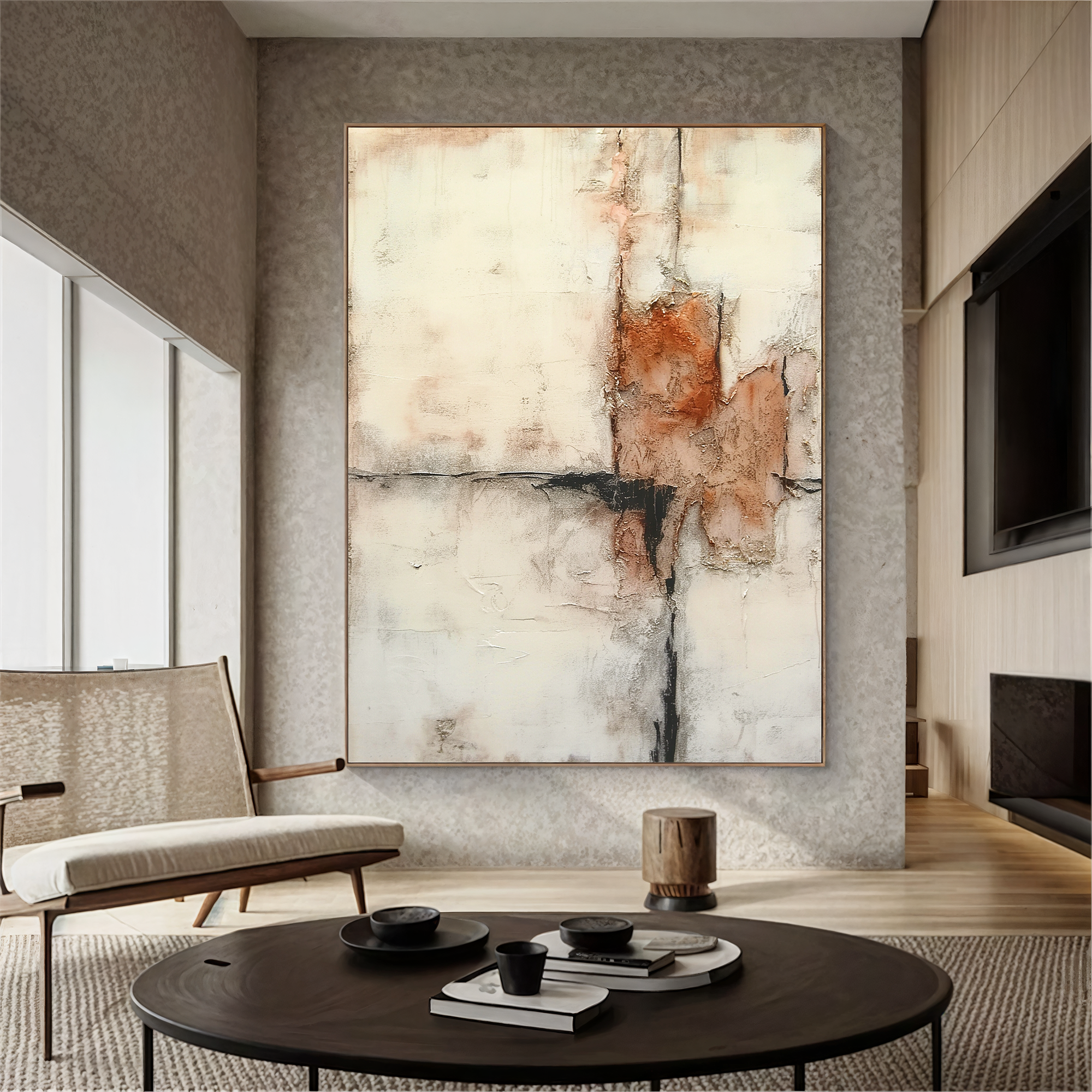 Textured Abstract Warmth | Beige Rust