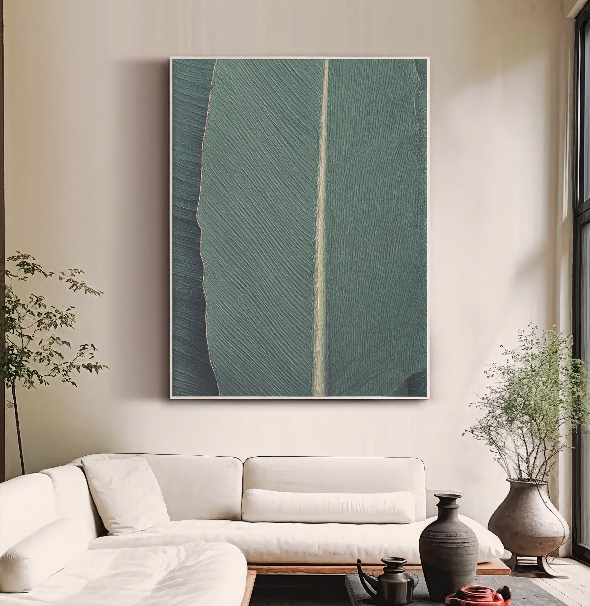 Textured Leaf Opulence | Teal Vein