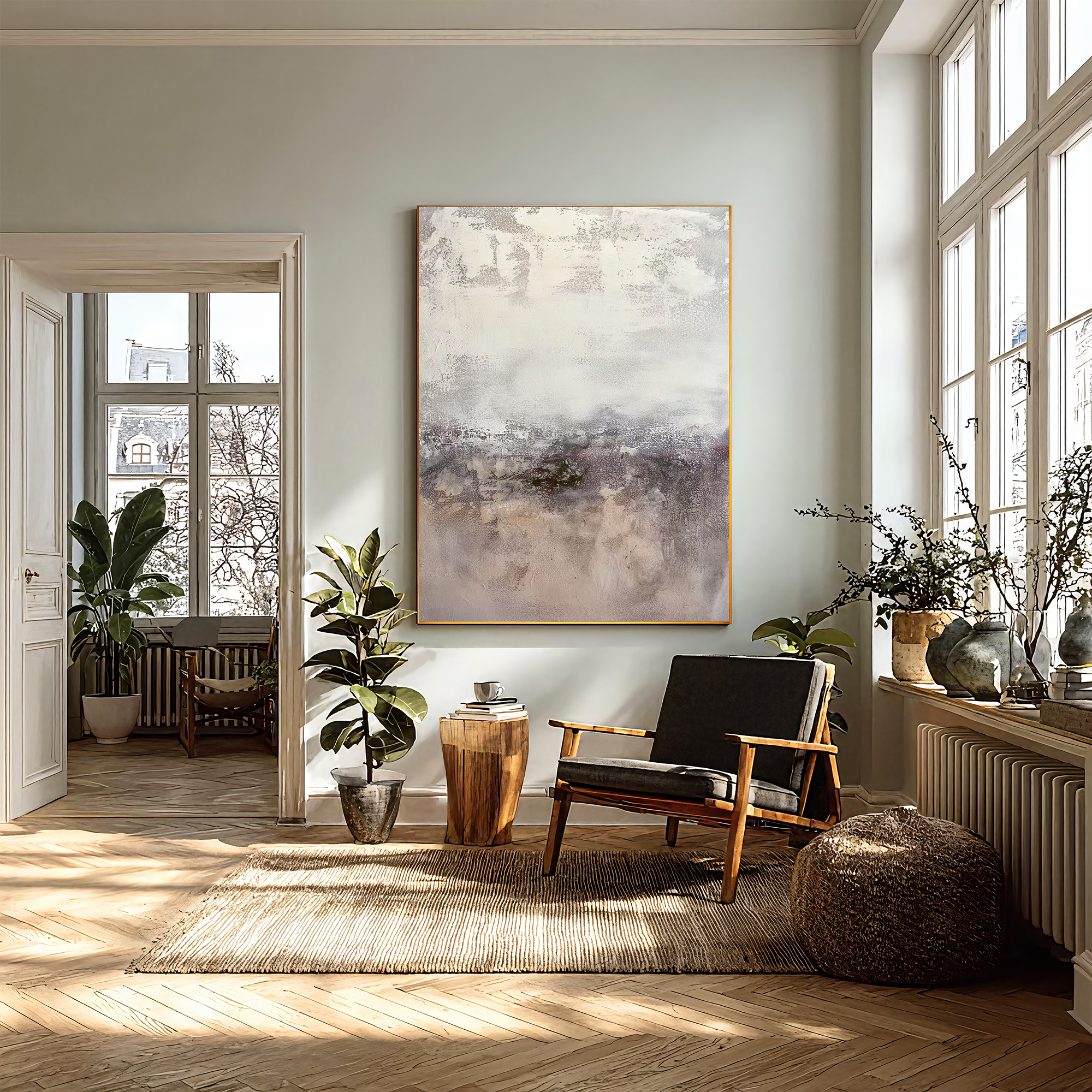 Textured Misty Elegance | Grey Beige