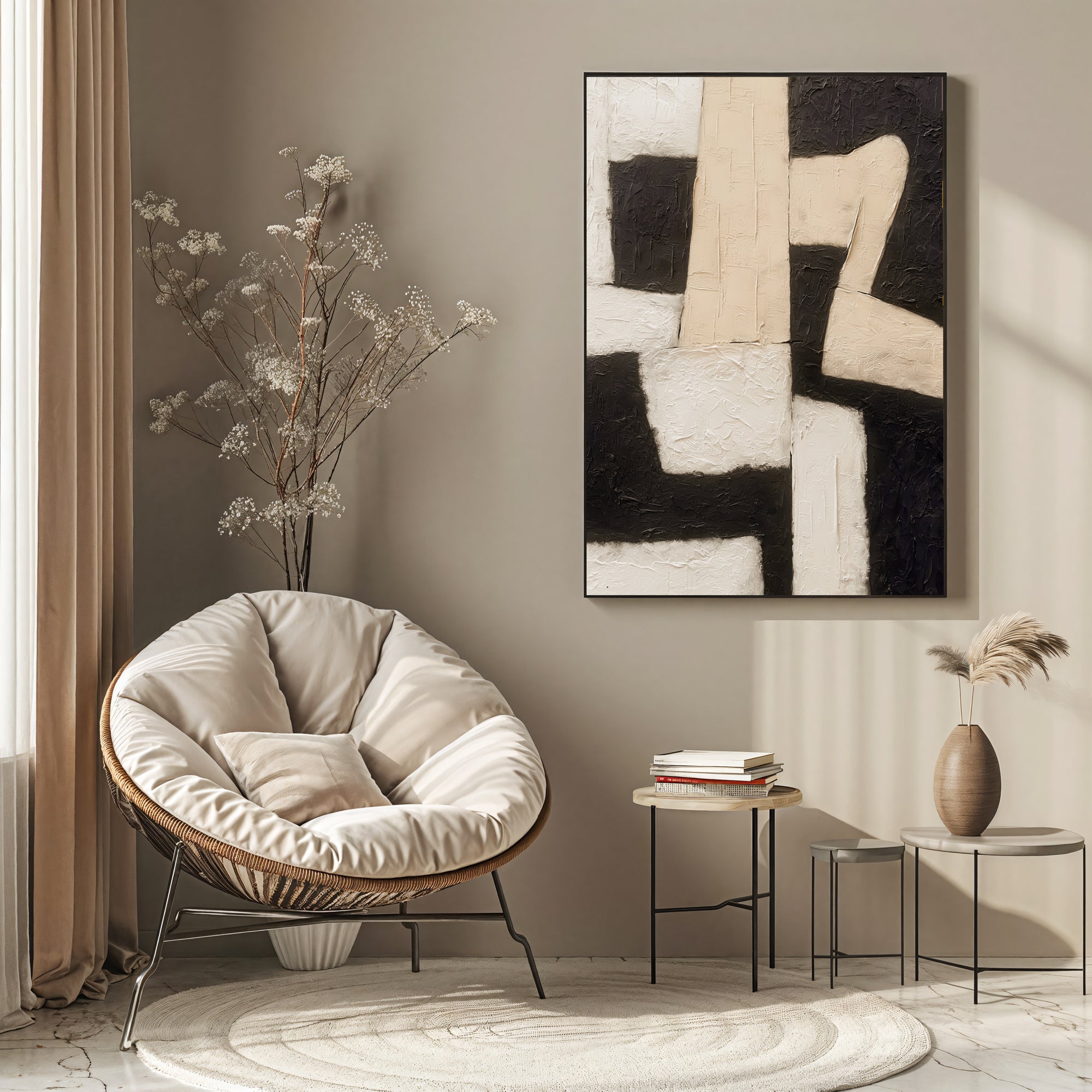 Impasto Monochrome Geometries | Ebony Contrasts