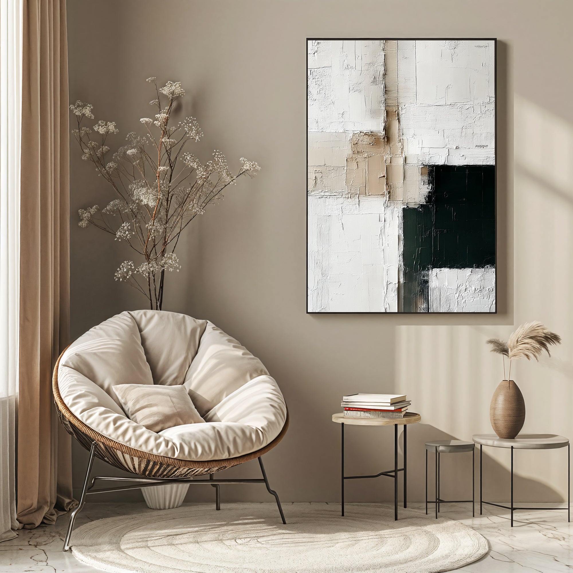 Textured Abstract Sophistication | Beige Green