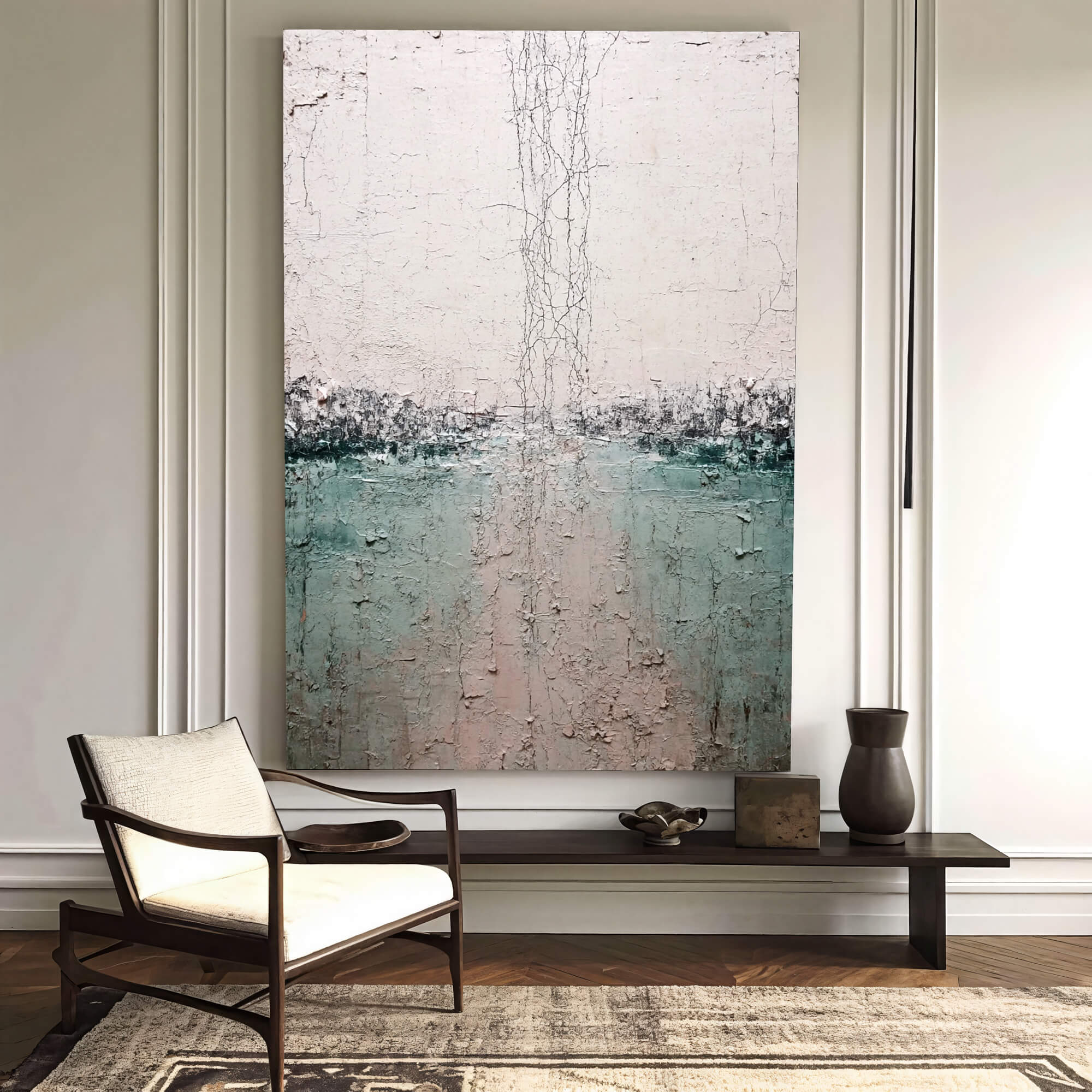 Textured Cracked Horizon | Teal  Blush