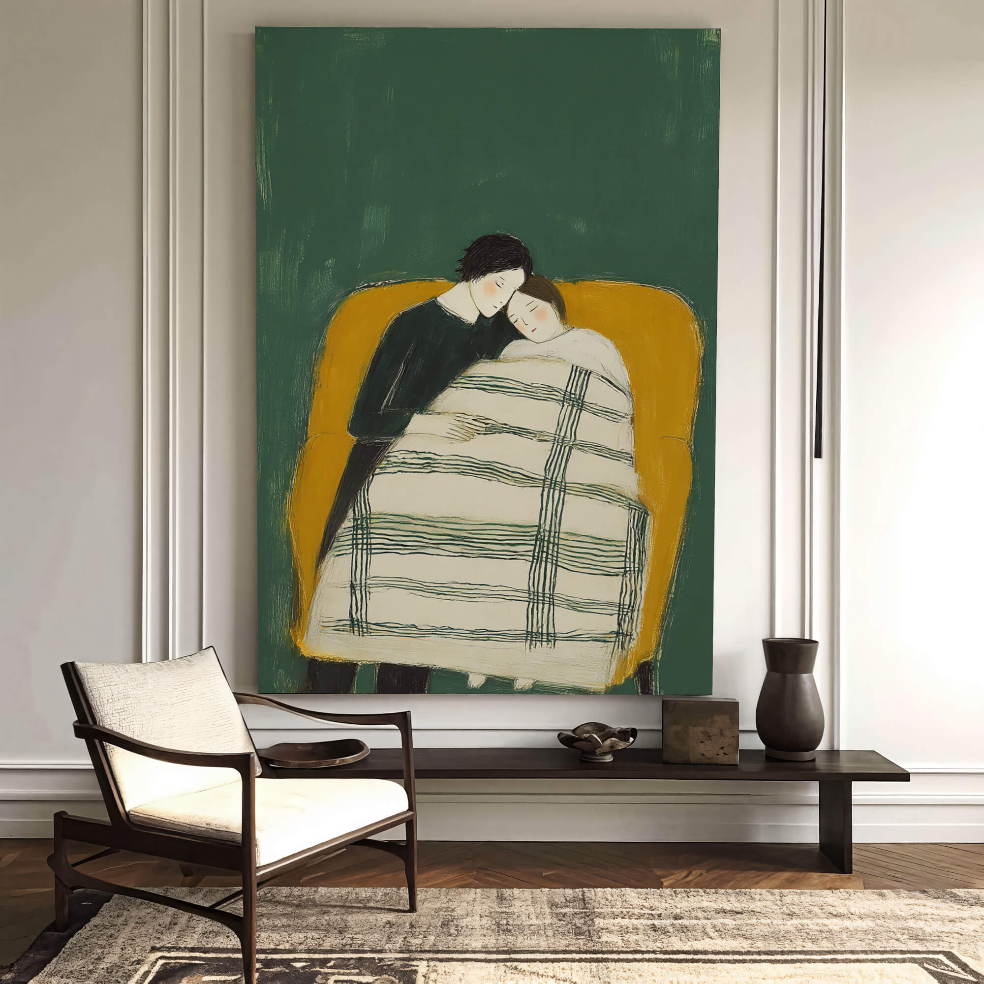 Textured Couple's Embrace | Green Gold