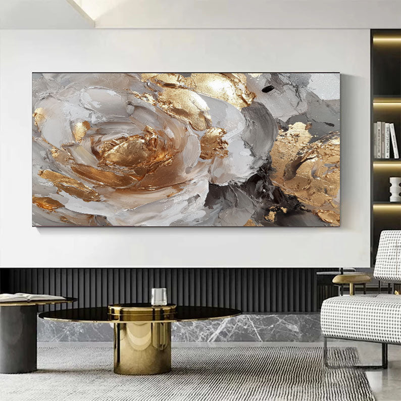 Textured Gilded Blossom | Gray Petals